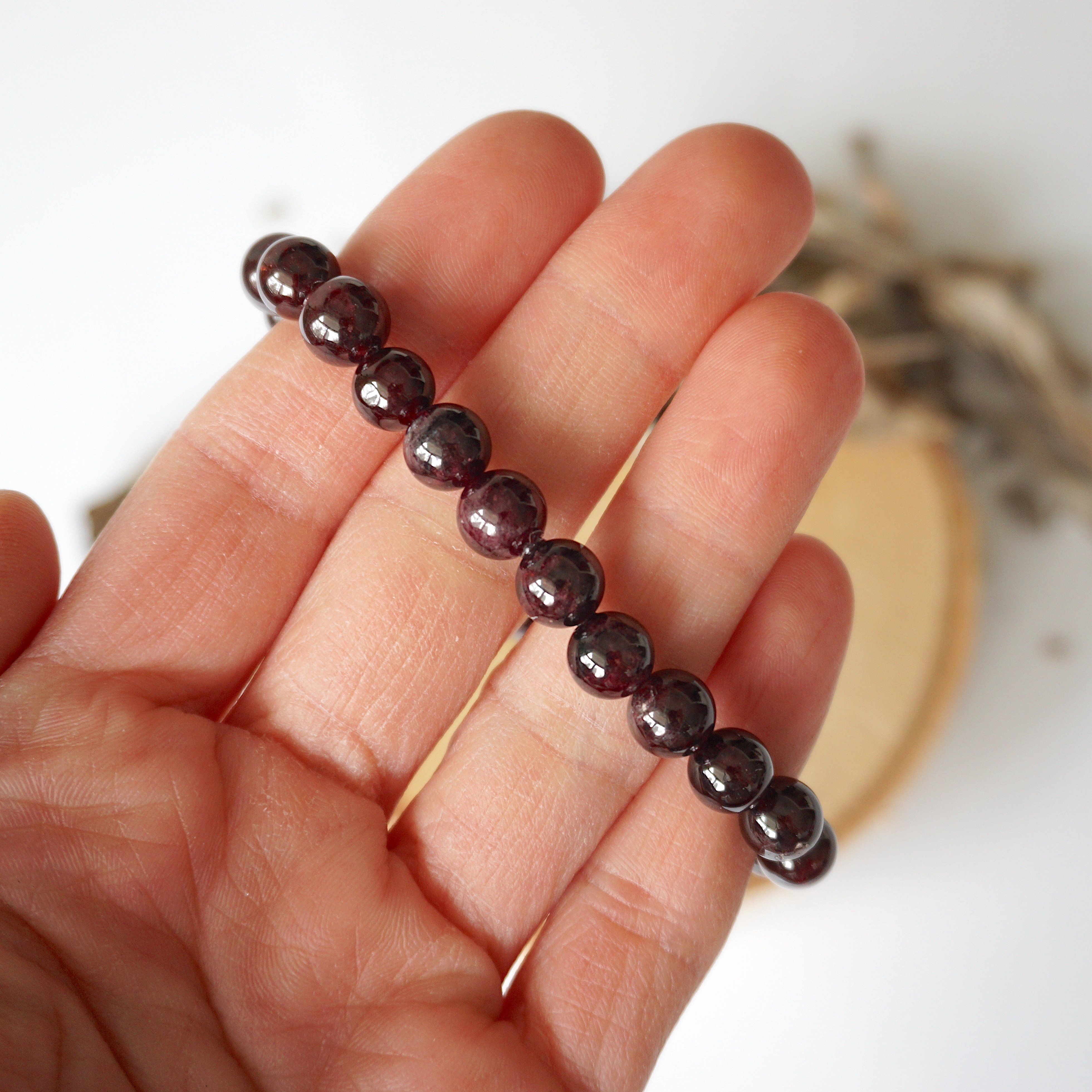 Garnet Healing Crystal Mala Bracelet - Natural Gemstone Meditation Beads for Stress Relief & Positive Energy | Perfect for Yoga, Mindfulness & Spiritual Practice