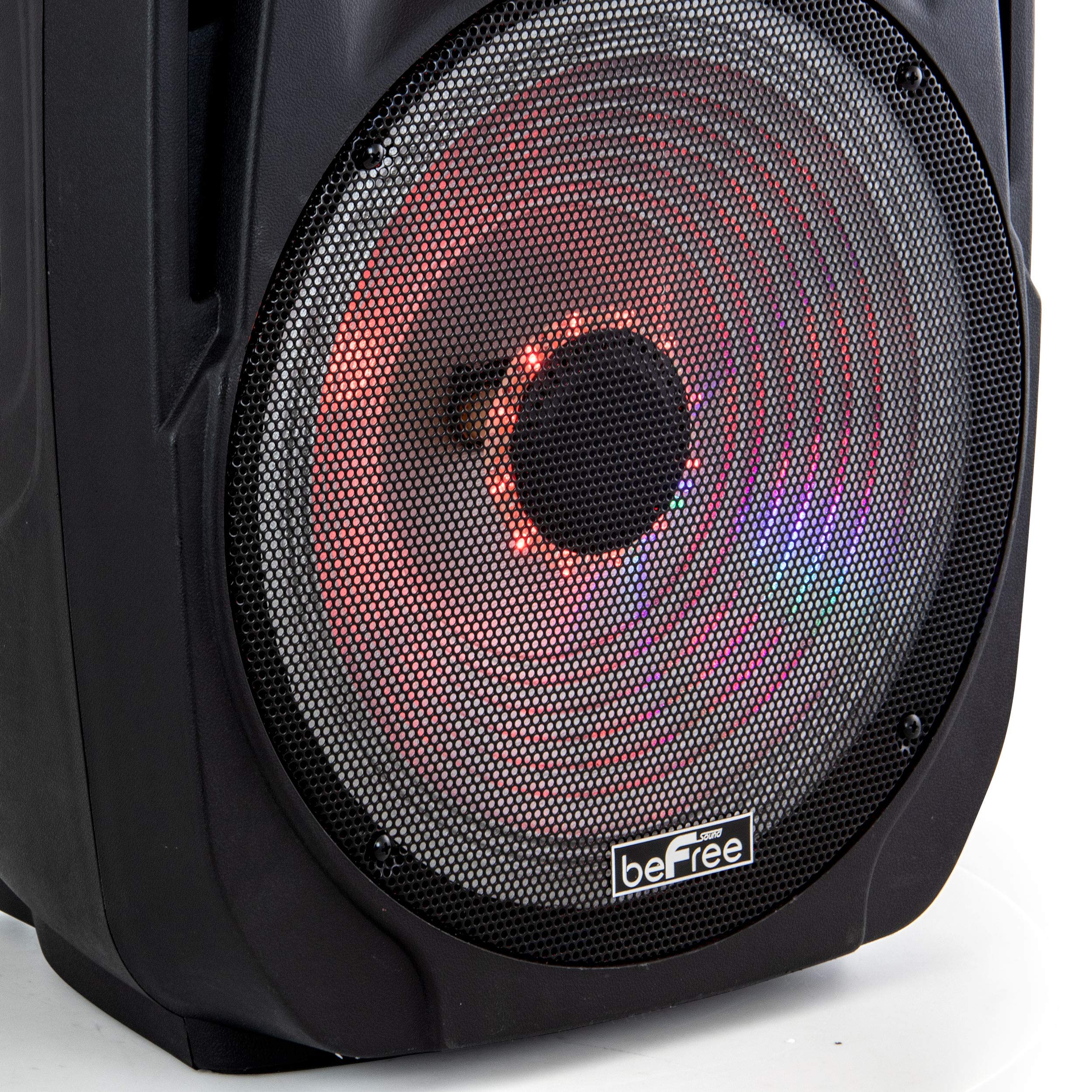 beFree Sound 15 Inch Portable Bluetooth Speaker with LED Light Show - Wireless Outdoor Party Speaker for Beach, Pool, Camping & Home Use - Black