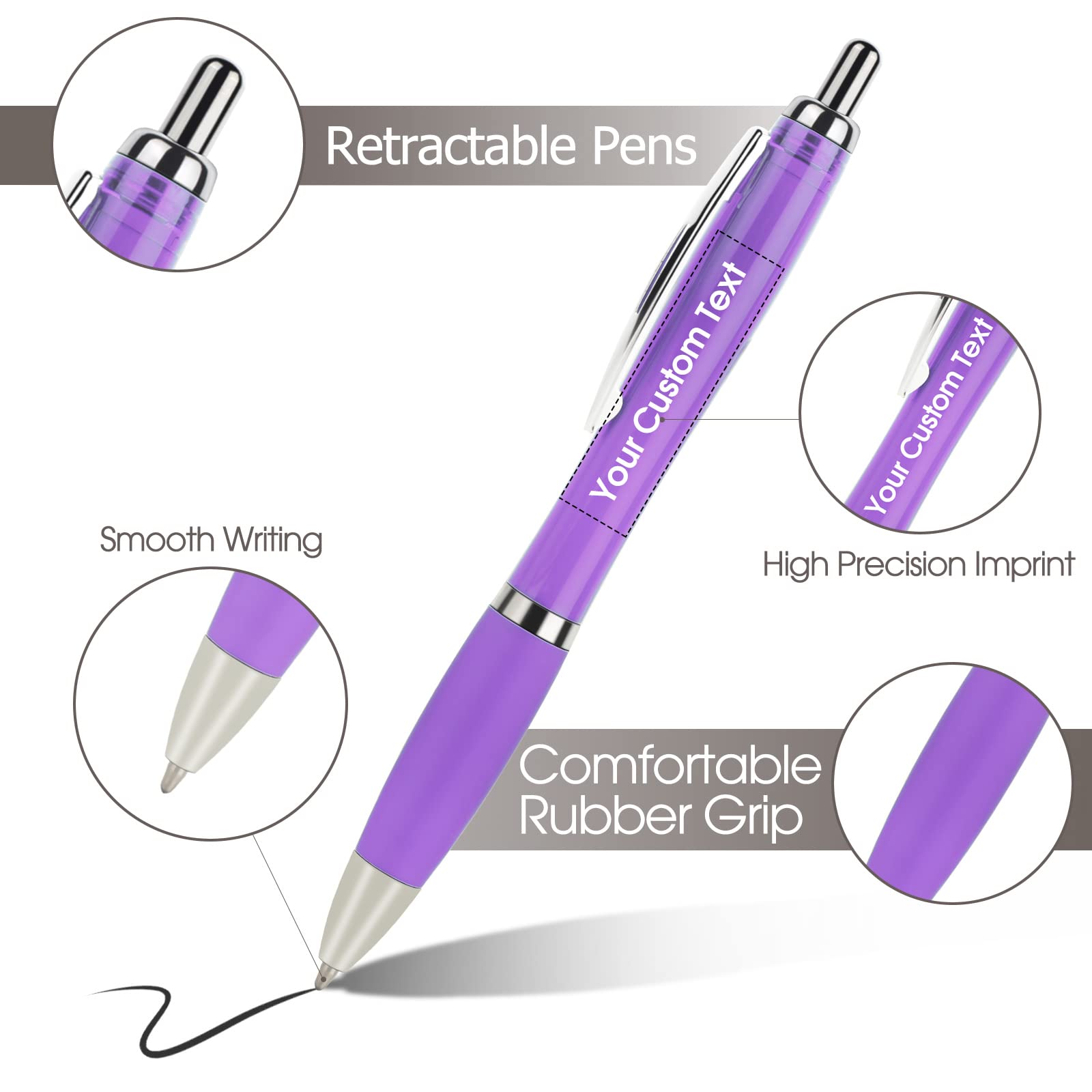Custom Printed Ballpoint Pens Bulk - Personalized Click Action Pens with Your Logo, Name, or Message - Ideal for Corporate Gifts, Promotional Events & Branding