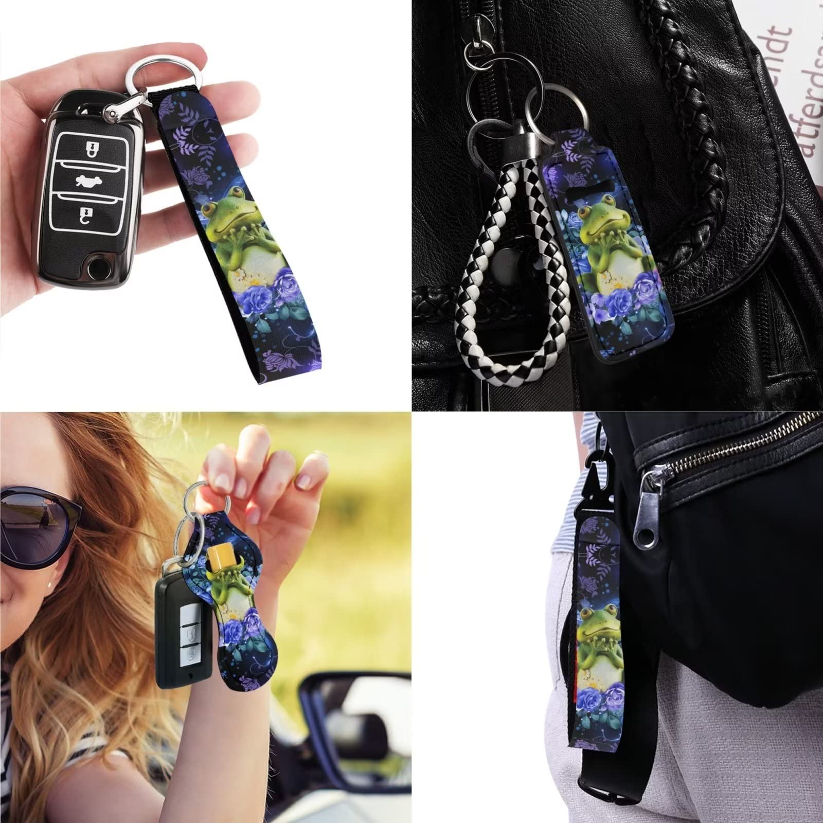 Poceacles 13-Piece Frog Flower Car Accessories Set - Includes Car Seat Covers, Steering Wheel Cover, Shoulder Pads, Cup Holders & Keychain Decor | Cute Frog-Themed Interior Upgrade for Cars, SUVs & Trucks | Perfect Gift for Women & Car Enthusiasts