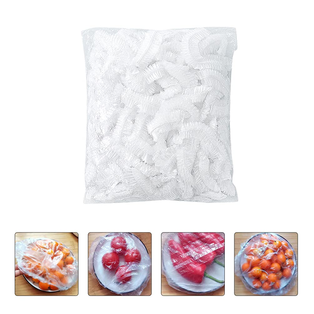 Hemoton 300PCS Elastic Food Covers - Reusable Stretch Plastic Wrap for Bowls, Leftovers & Food Storage | Airtight Seal for Refrigerator, Meal Prep & Kitchen Organization | Perfect for Preserving Freshness & Reducing Waste