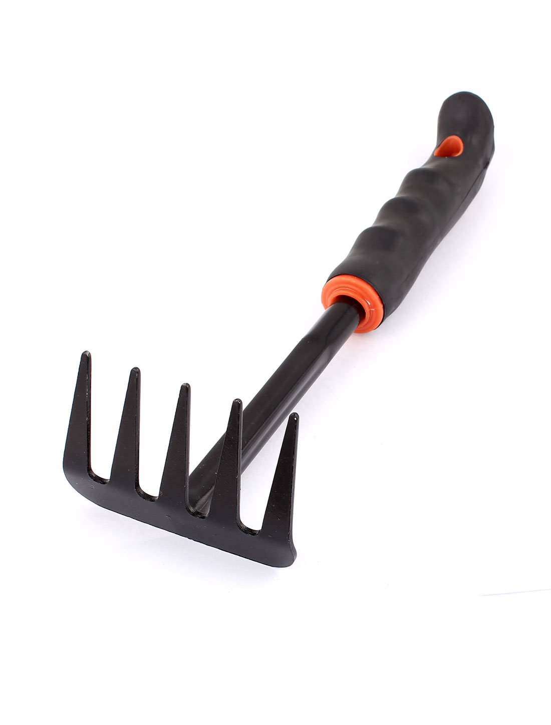 uxcell 5-Tine Plastic Coated Metal Garden Rake - Durable Handheld Weeding Tool for Lawn Care, Soil Leveling & Leaf Collection (Black)