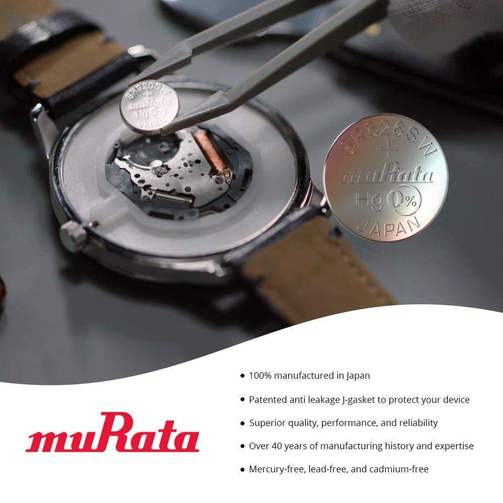 Murata SR416SW 1.55V Silver Oxide Watch Battery (5-Pack) - Long-Lasting Power for Watches, Calculators & Small Electronics | Replacement for SR416, 337, D416