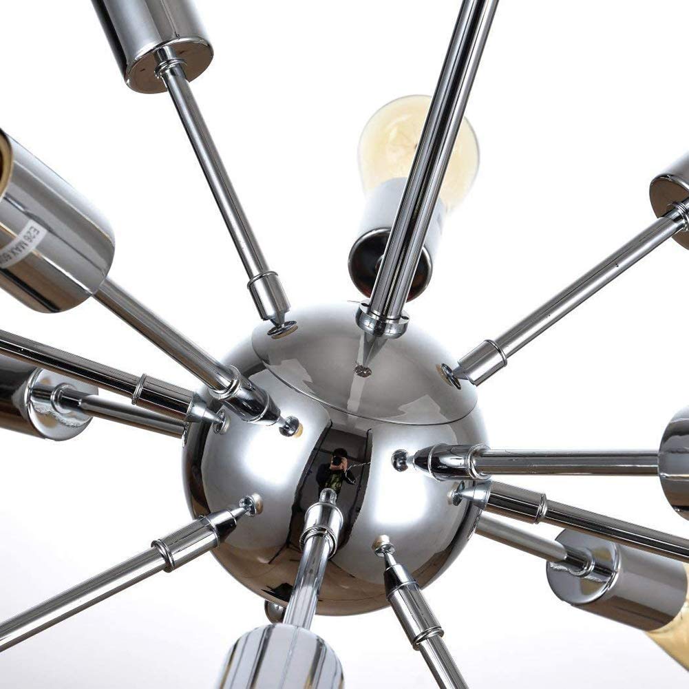 NEAFP Lrsfgap Sputnik Chandelier - 18-Light E27 Modern Hanging Light Fixture with Transparent Glass Shades, Chrome Finish for Dining Room, Living Room, Bedroom | Perfect for Home Decor, Wedding Venues & Restaurant Lighting
