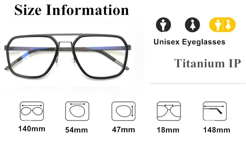 Aimee Unisex Full Rim Square Double Bridge Titanium Acetate Eyeglasses 89753 - Lightweight Durable Frames for Work, Reading & Fashion | Trendy Square Glasses for Men & Women