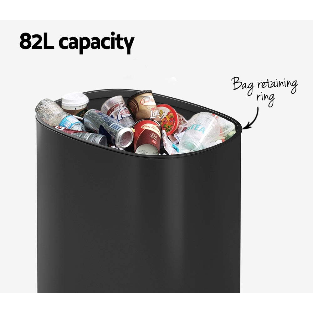 Devanti 82L Automatic Motion Sensor Trash Can - Hands-Free Touchless Kitchen Garbage Bin with Lid, Black - Perfect for Home, Office, and Commercial Use