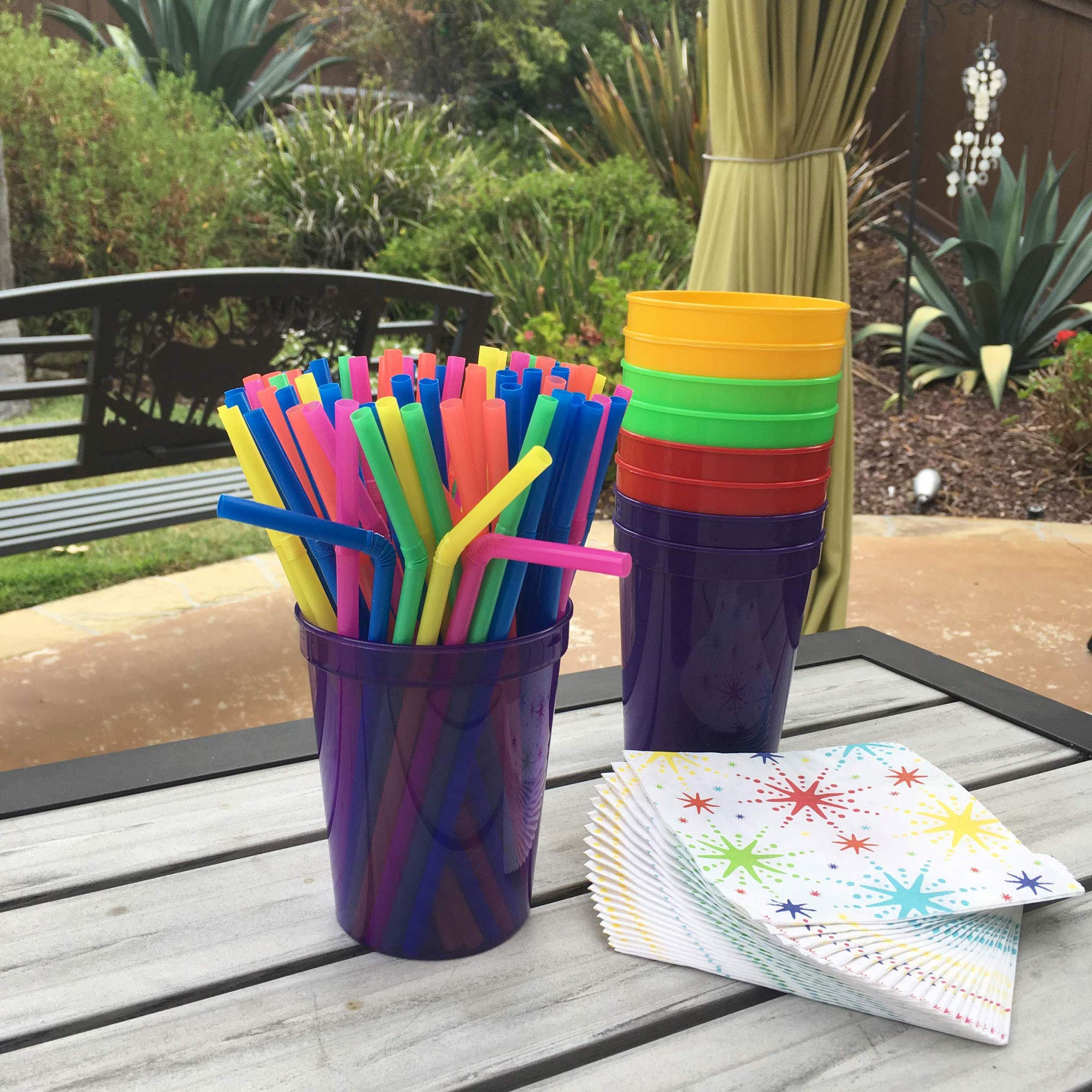 Rolling Sands 16 oz. Reusable Plastic Stadium Cups - 8 Pack BPA-Free Dishwasher Safe Clear Tumblers Made in USA | Perfect for Parties, BBQs, Sports Events & Outdoor Gatherings