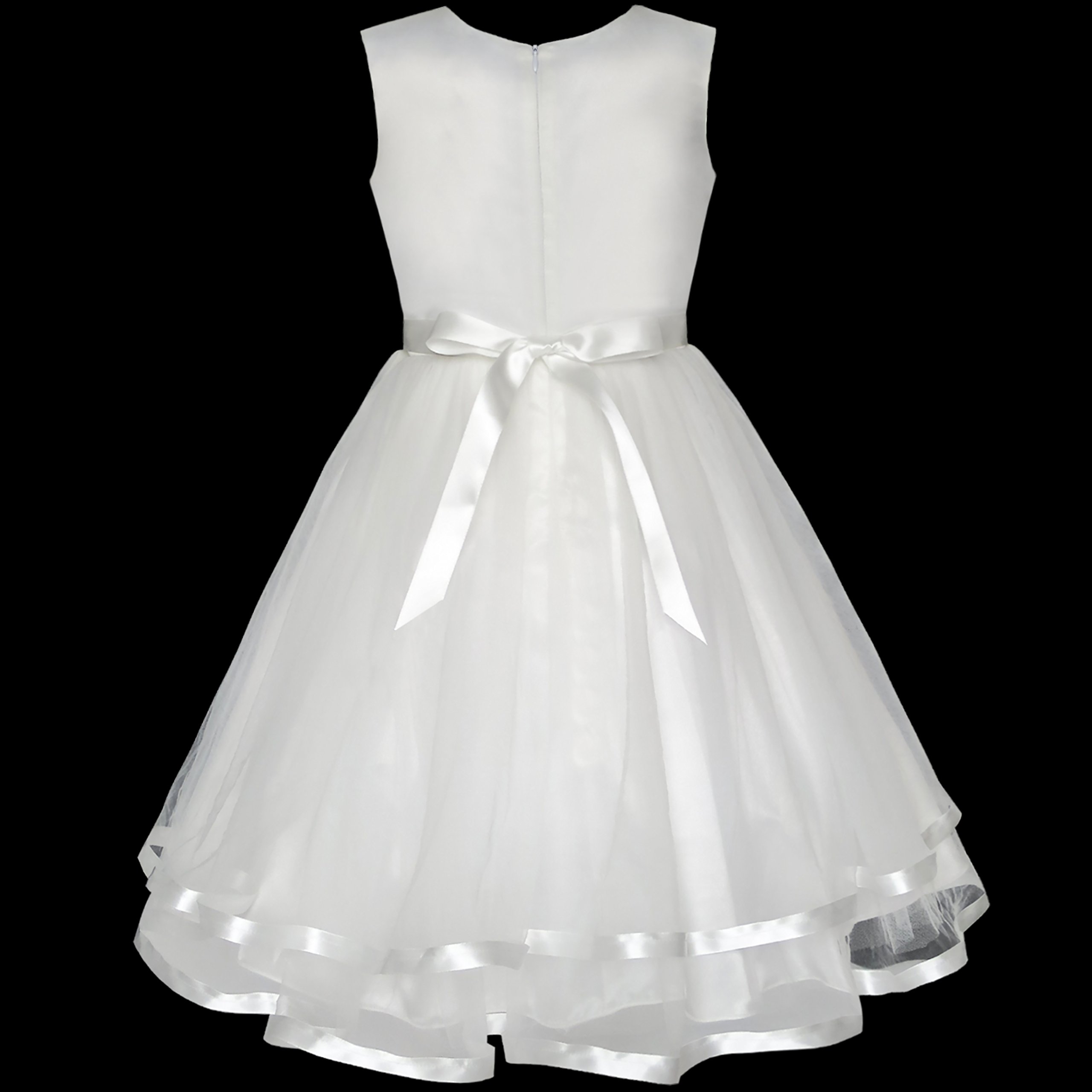 Sunny Fashion Flower Girls Dress with Blue Belt - Elegant Wedding Party Bridesmaid Dress for Kids Size 4-12 - Perfect for Flower Girls, Pageants, and Special Occasions