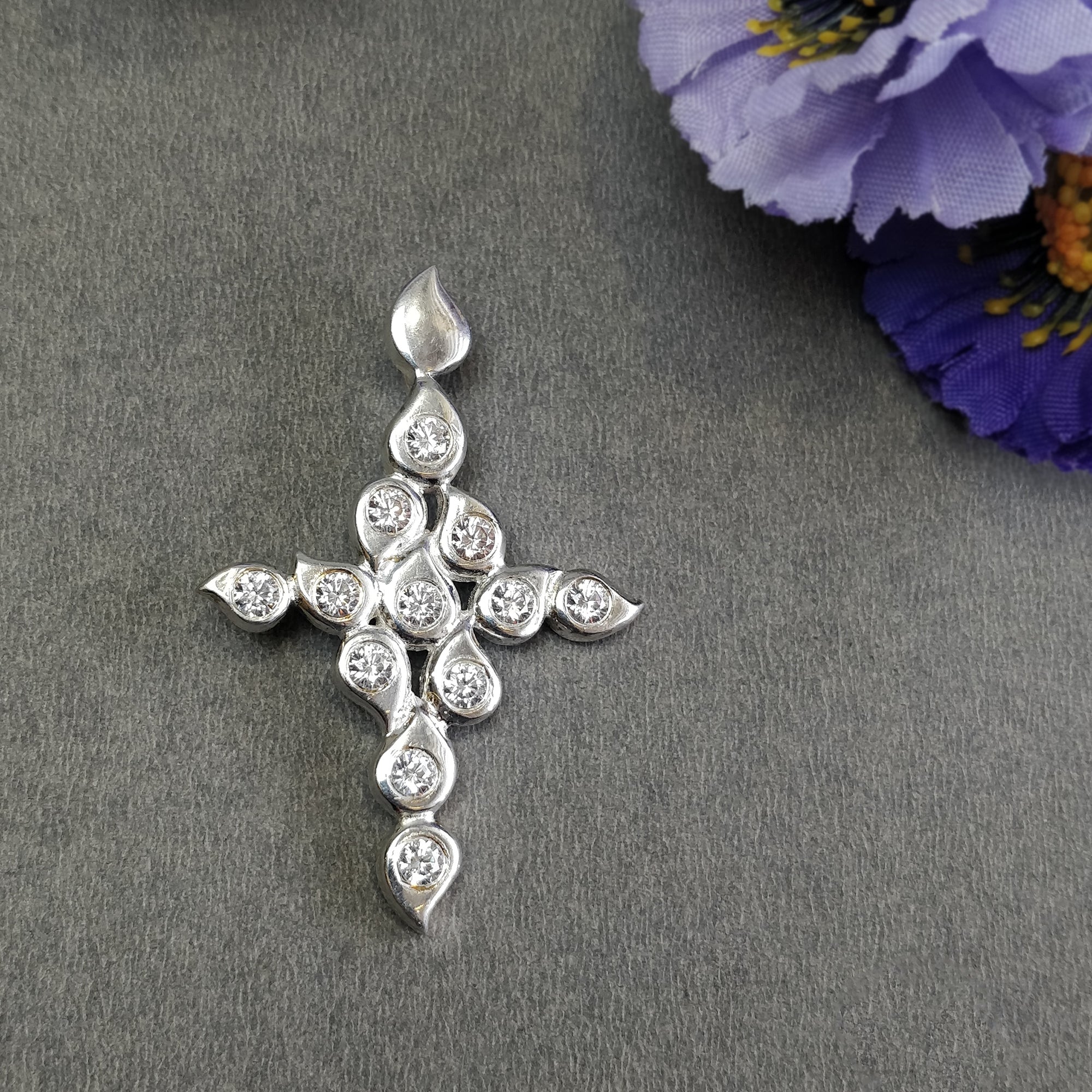 925 Sterling Silver Cubic Zirconia Jesus Cross Pendant Necklace - 9.90g Elegant Religious Jewelry Gift for Women - Perfect for Baptism, Confirmation & Special Occasions