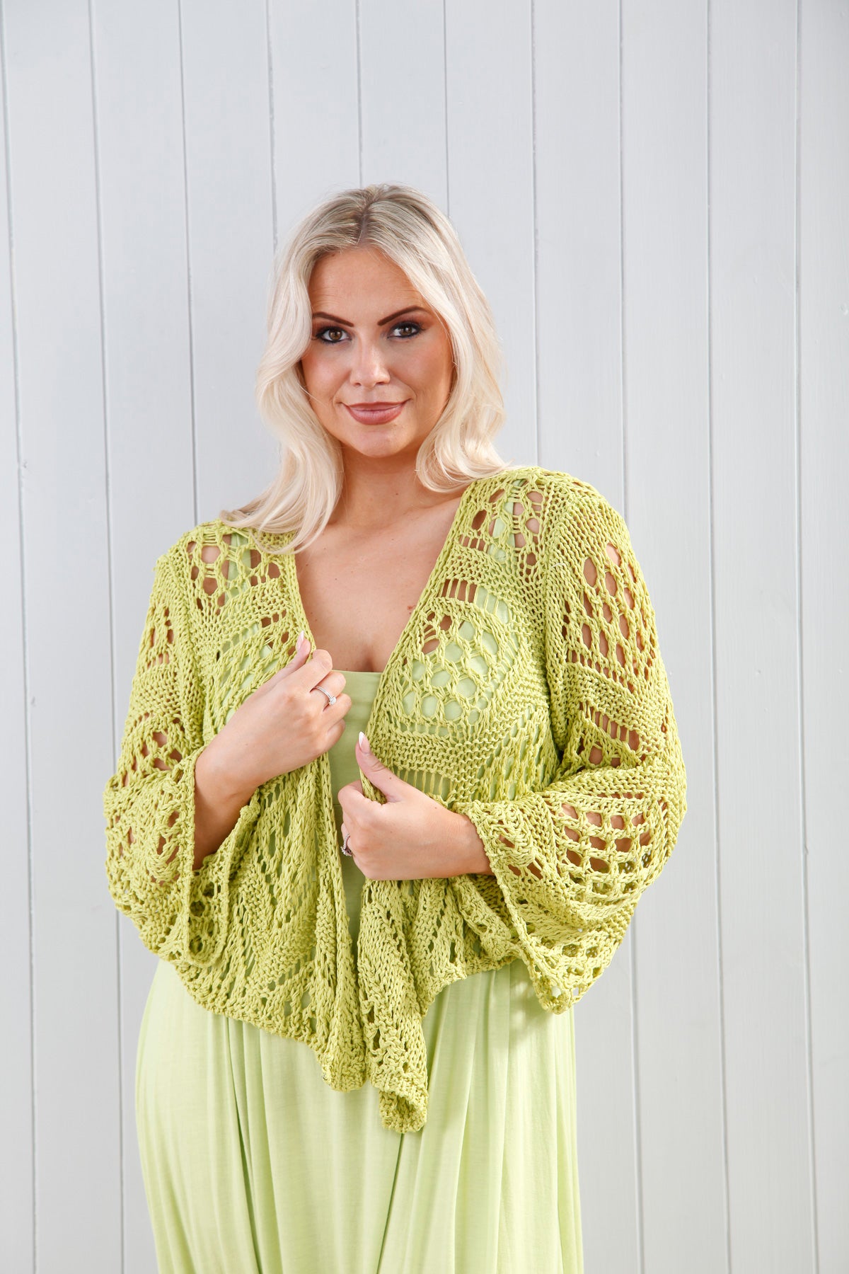 Orlena Women's Lightweight Cardigan Sweater - Soft Knit Open Front Long Sleeve Wrap Cover Up - Perfect for Office, Travel & Casual Wear - Lime Green
