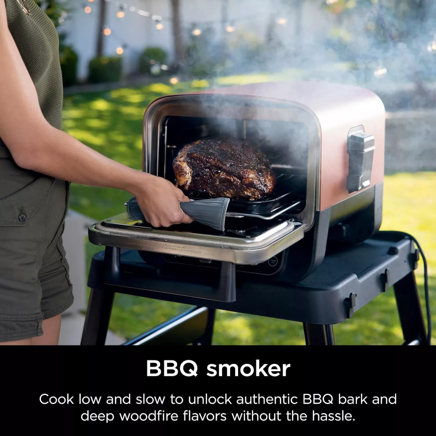 Ninja Woodfire Outdoor Pizza Oven - 8-in-1 Portable Electric Roaster & BBQ Smoker with 700°F Heating, 5 Artisan Pizza Settings, Includes Flavored Wood Pellets (Pine Green, Renewed) - Perfect for Backyard Parties, Camping & Outdoor Cooking
