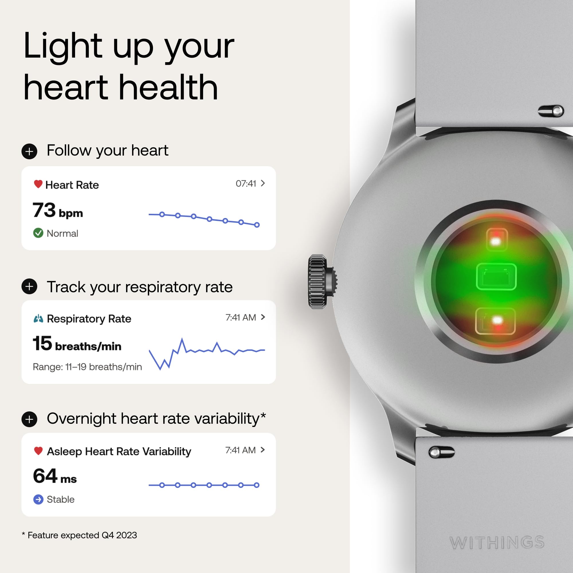 Withings ScanWatch Light - Hybrid Smartwatch with Heart Rate Monitor, Fitness & Sleep Tracker, Menstrual Cycle Tracking | Perfect for Workouts, Sleep Analysis & Daily Health Monitoring