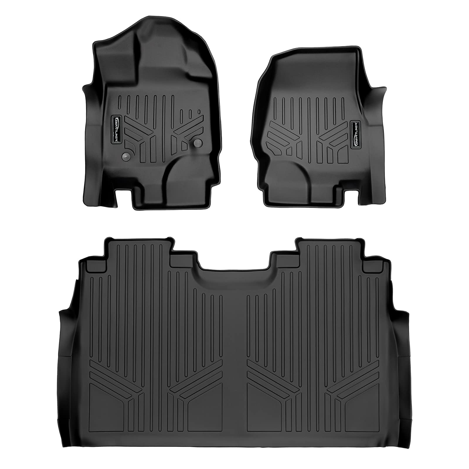 Premium MAXLINER Custom Fit All-Weather Floor Mats for 2015-2022 Ford F-150 SuperCrew - 2 Row Heavy Duty Black Liners with 1st Row Bucket Seats Protection | Perfect for Off-Road, Work Trucks & Daily Commuting