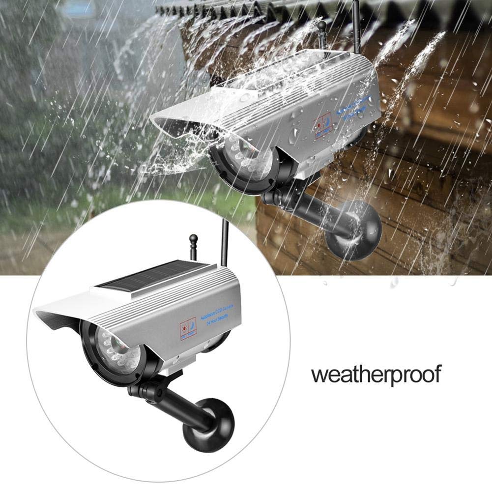 Solar Powered Fake Security Camera with Flashing LED Light - Indoor/Outdoor Dummy Surveillance Camera for Home, Office & Business Use - Deter Burglars & Enhance Safety