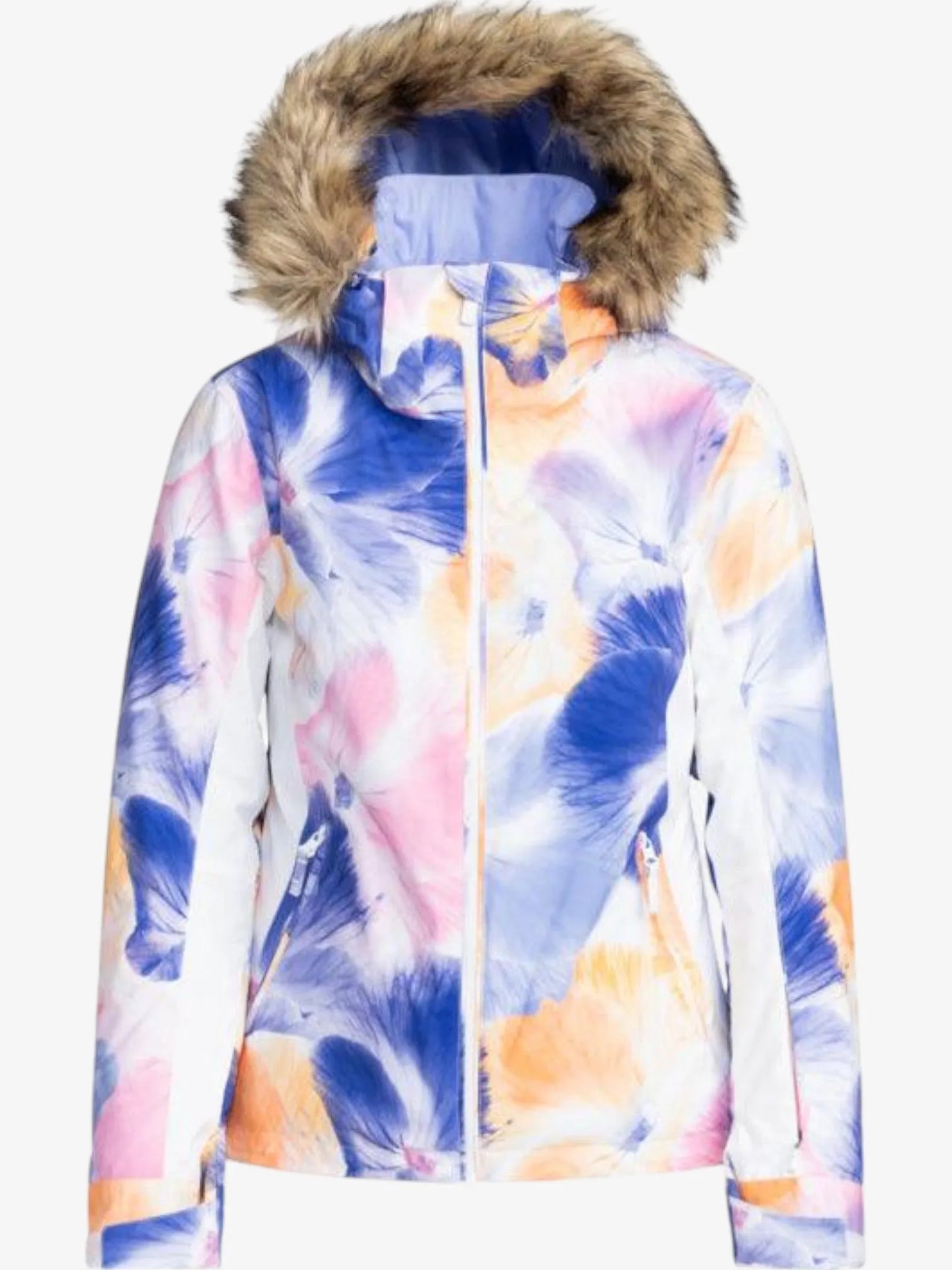 Roxy Women's Jet Ski Snow Jacket - Waterproof Winter Coat for Skiing & Snowboarding - Purple & White Camouflage Design