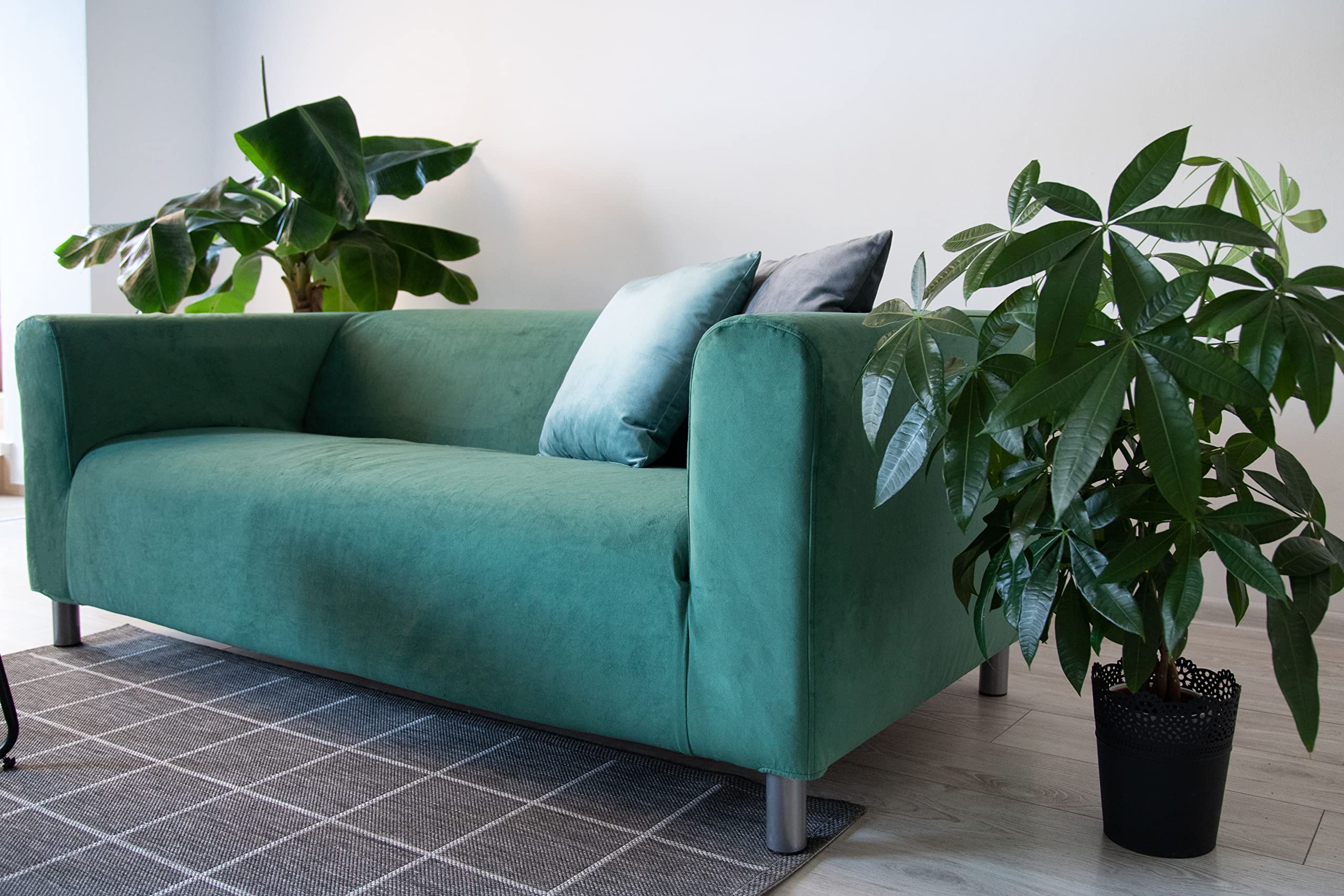 MASTERS OF COVERS Snug Fit Classic Velvet Sofa Slipcover for IKEA Klippan 2-Seater Loveseat - Green Velvet Replacement Cover | Perfect for Living Room, Bedroom & Home Decor