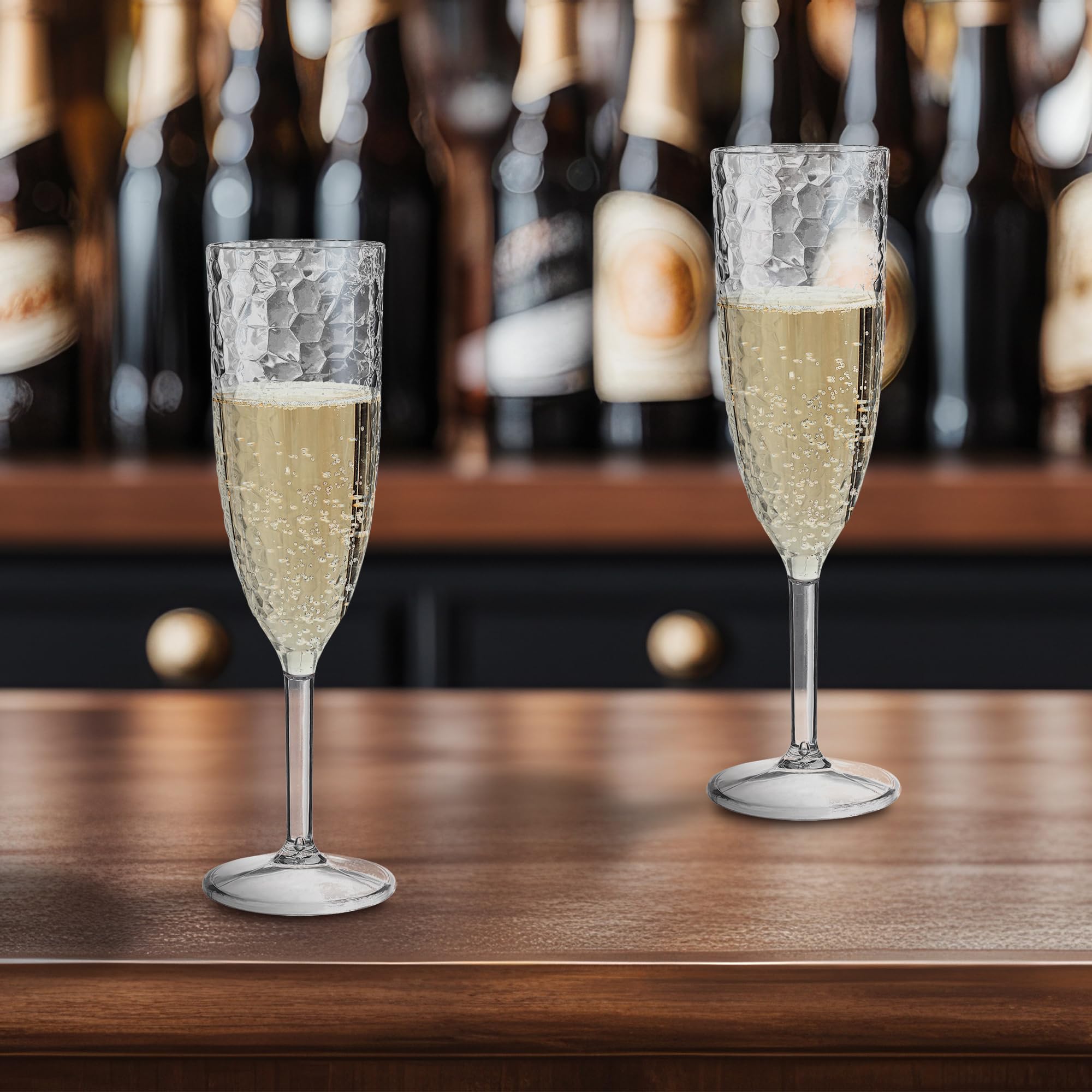 Smarty Had A Party 8 oz Clear Crystal Cut Plastic Champagne Flutes - 48 Pack Unbreakable Disposable Drinkware for Weddings, Parties & Special Events | Perfect for Toasting, Celebrations & Elegant Gatherings