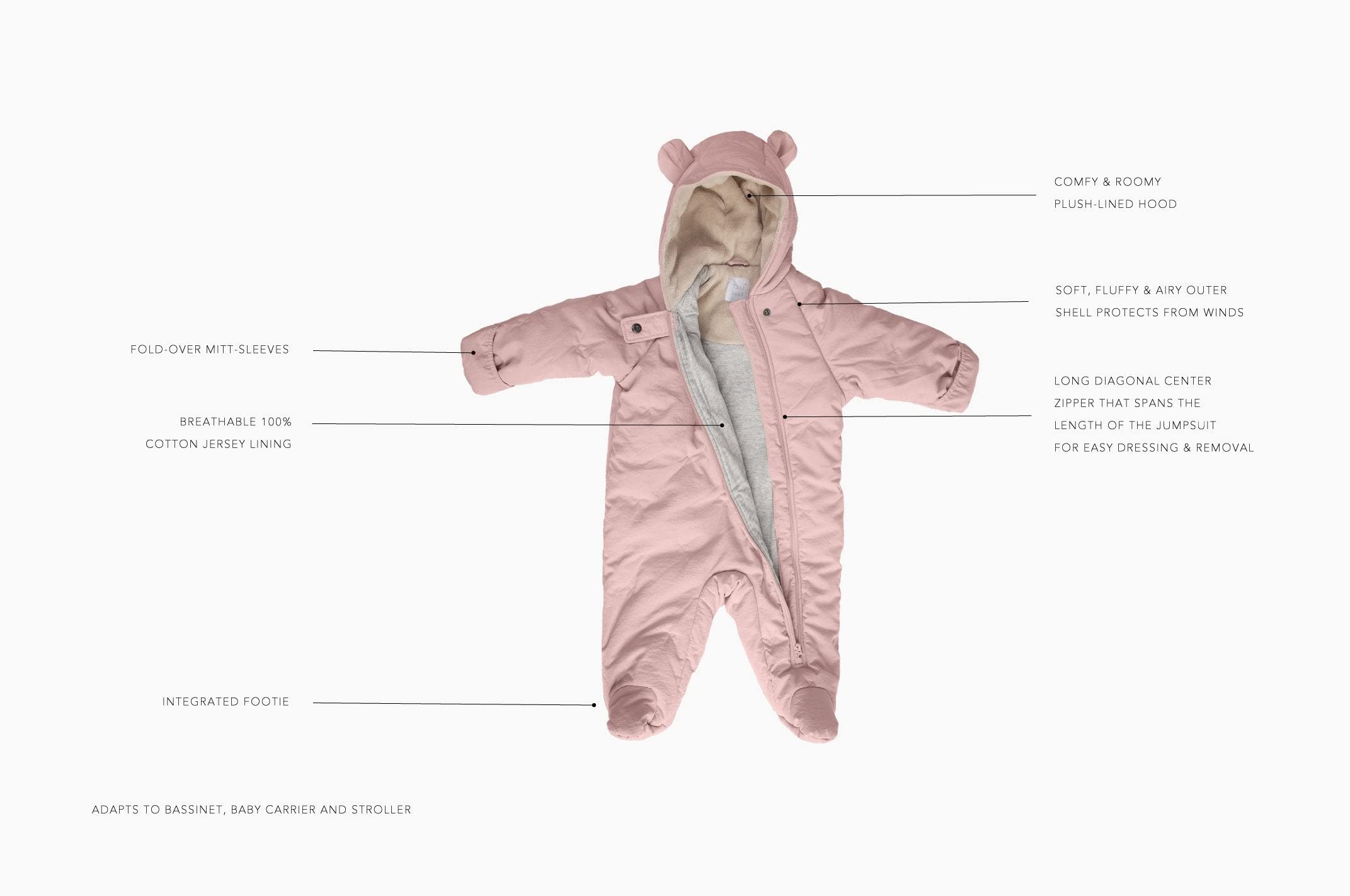 7AM Enfant Baby Jumpsuit Coat - Airy Zipper Jumpsuit for Boys & Girls | Water Repellent, Soft Cotton, Warm Winter Wear | Perfect for Outdoor Play, Stroller Walks & Cold Weather Protection