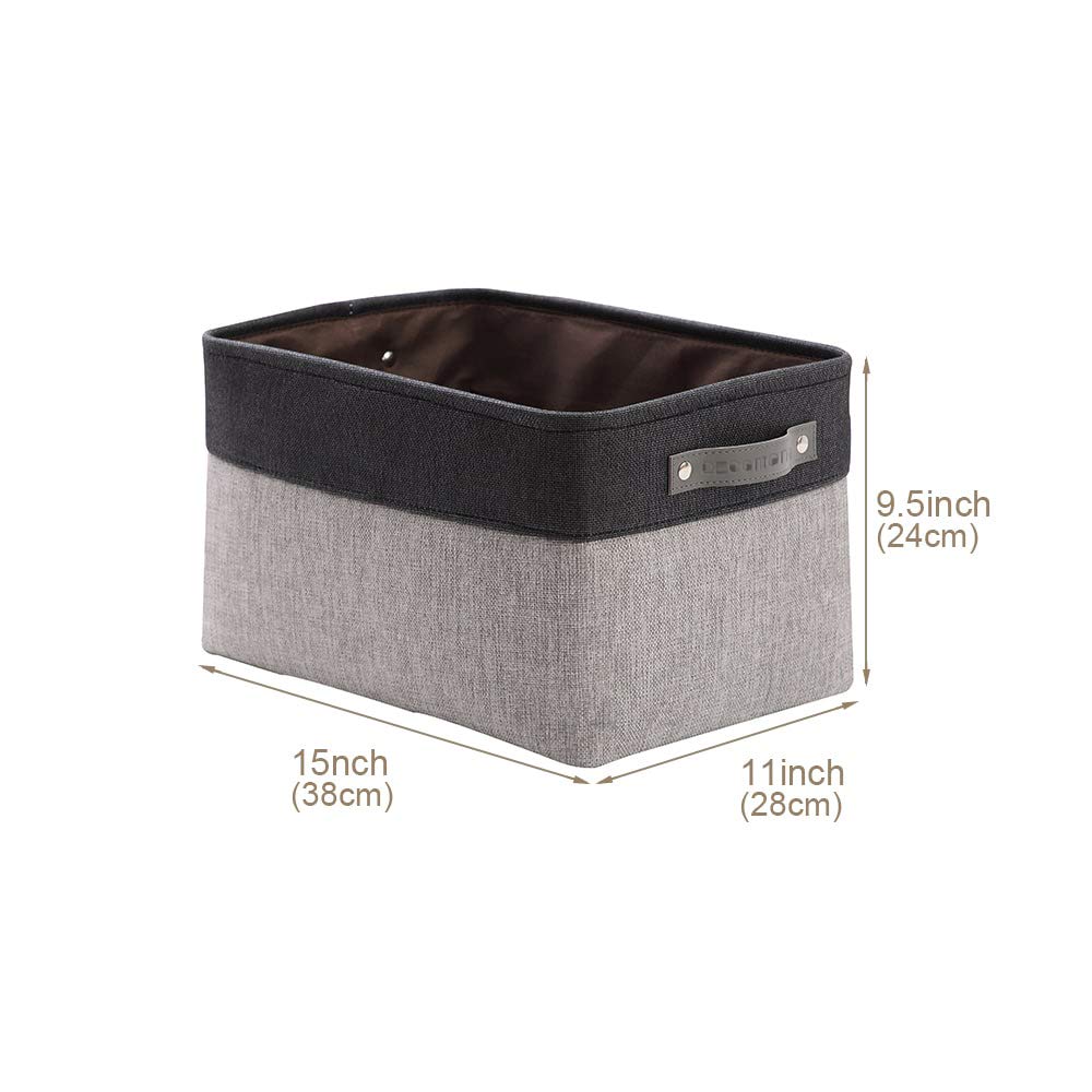 DECOMOMO Fabric Storage Bins - Large 4-Pack Grey & Black Storage Baskets for Shelves, Closet Organization, Toys, Nursery - Perfect for Home, Office & Kids Room Storage Solutions