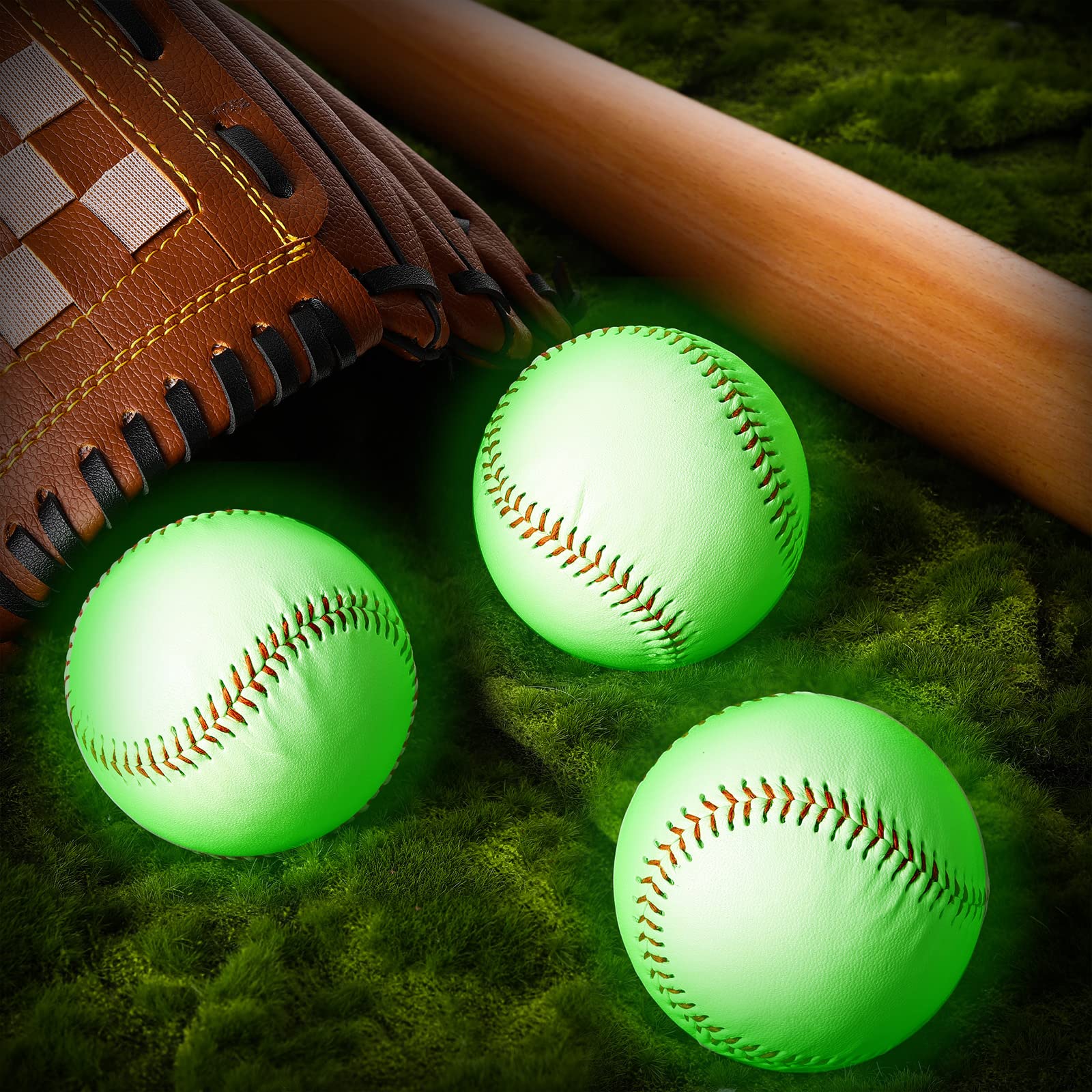 3 Pack Glow in The Dark Baseballs - Official Size Light Up Balls for Night Games, Backyard Practice & Outdoor Sports - Perfect Gift for Boys, Girls & Baseball Fans - Ideal for Camping, Backyard Fun & Evening Activities