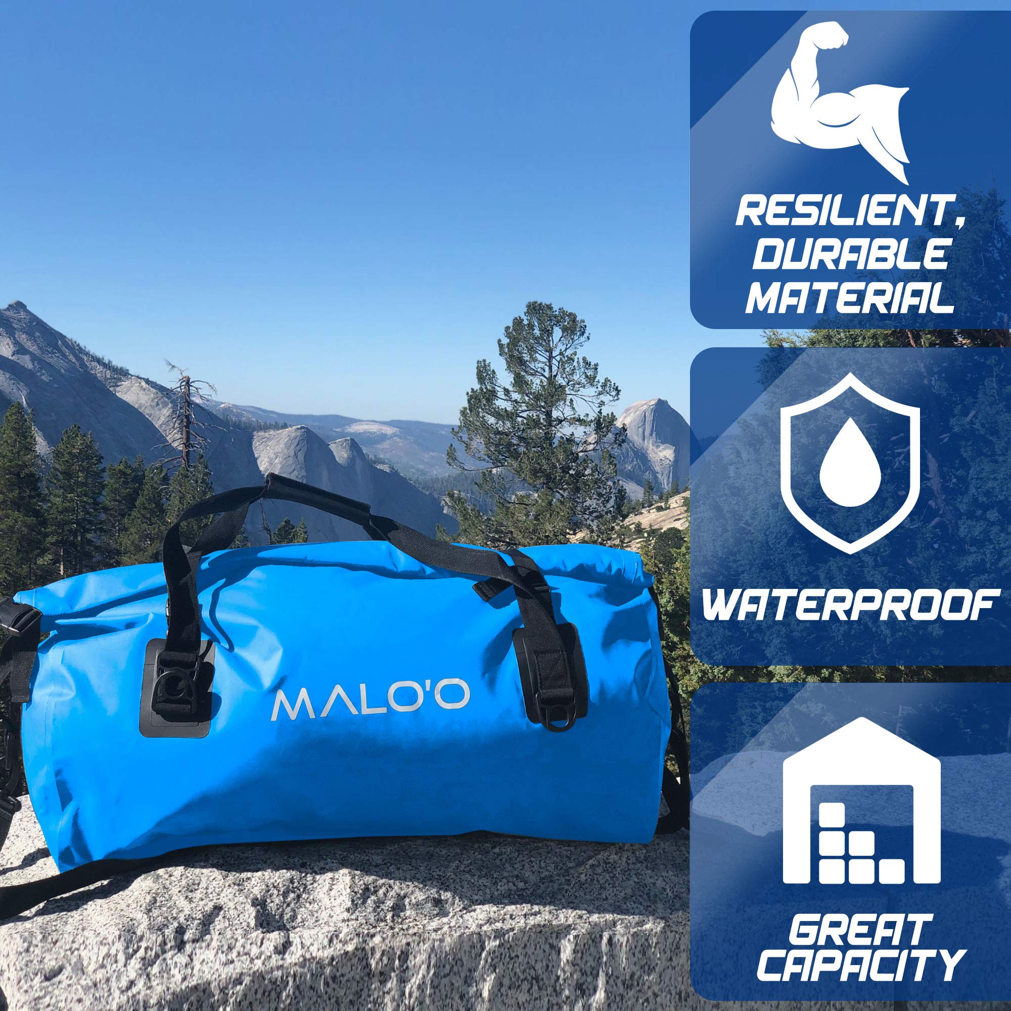 **Malo'o Waterproof Dry Bag Duffel 40L/60L/100L – Roll Top Design for Kayaking, Rafting, Boating, Swimming, Camping, Hiking, Beach & Fishing – Durable with Internal/External Pockets & MOLLE Loops – Keep Gear Dry for Outdoor Adventures**
