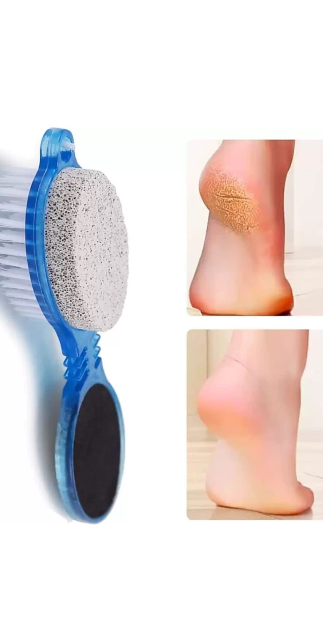 Jackcleen 4-in-1 Foot File & Pedicure Set with Manicure Brush - Multi-Use Pedicure Paddle for Cleansing, Scrubbing, Filing & Buffing (Blue) - Perfect for Home Pedicure & Foot Care Routine