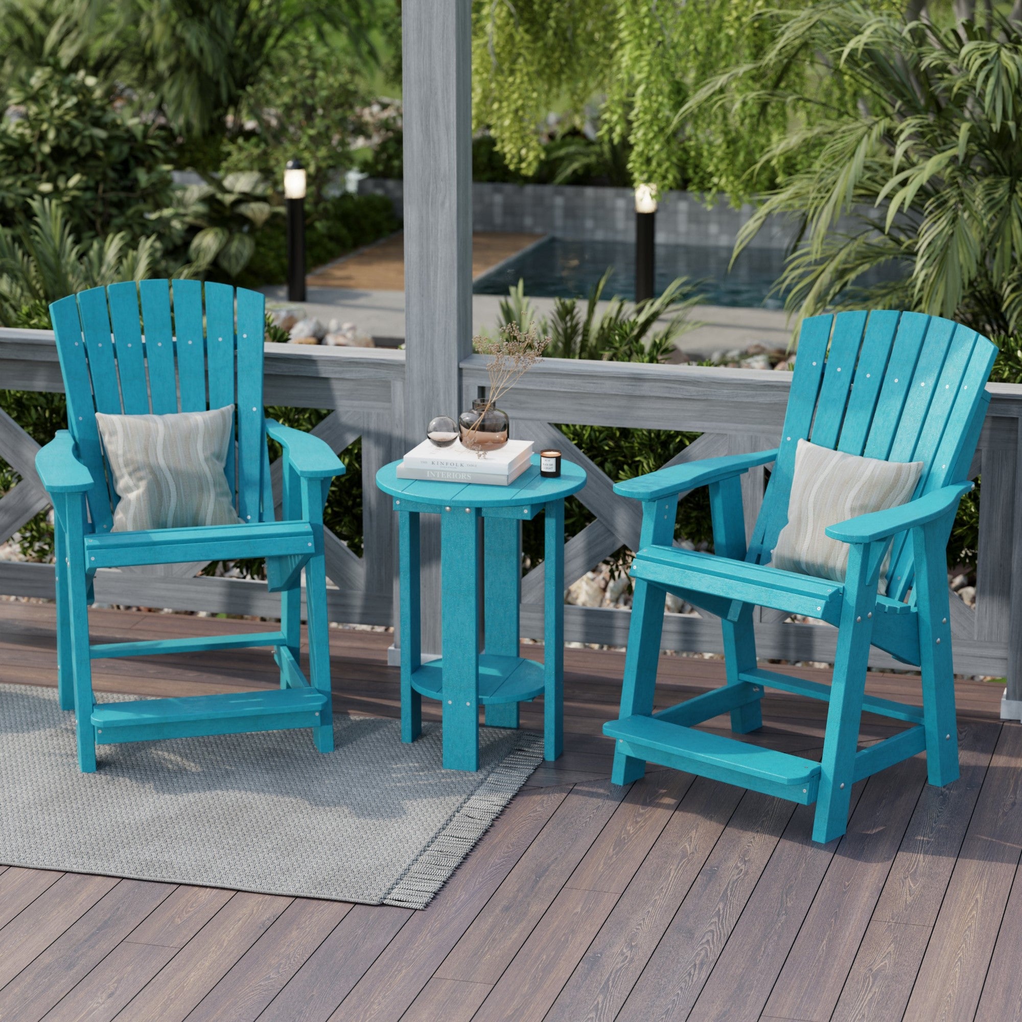 Premium Heritage High Adirondack Chair - Solid Wood Outdoor Patio Furniture for Garden, Deck, Poolside & Backyard Relaxation