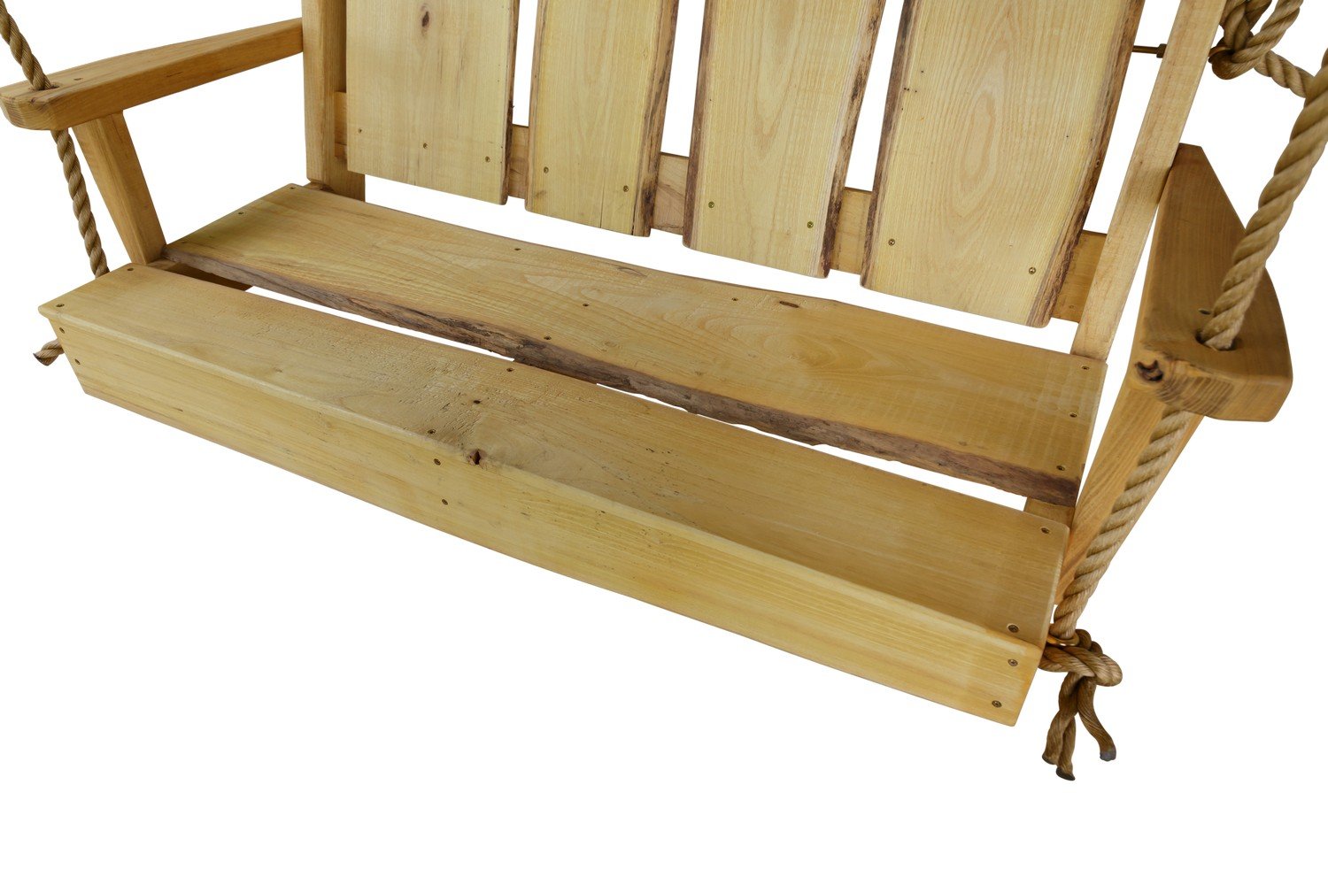 A&L Furniture Blue Mountain Timberland Swing with Rope - Heavy Duty Wooden Porch Swing for Outdoor Garden, Patio, Backyard Relaxation