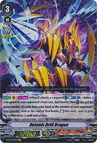 Cardfight!! Vanguard Detonix Drill Dragon V-BT03/005EN VR Trading Card - Miyaji Academy Deck for Competitive Play & Collectors