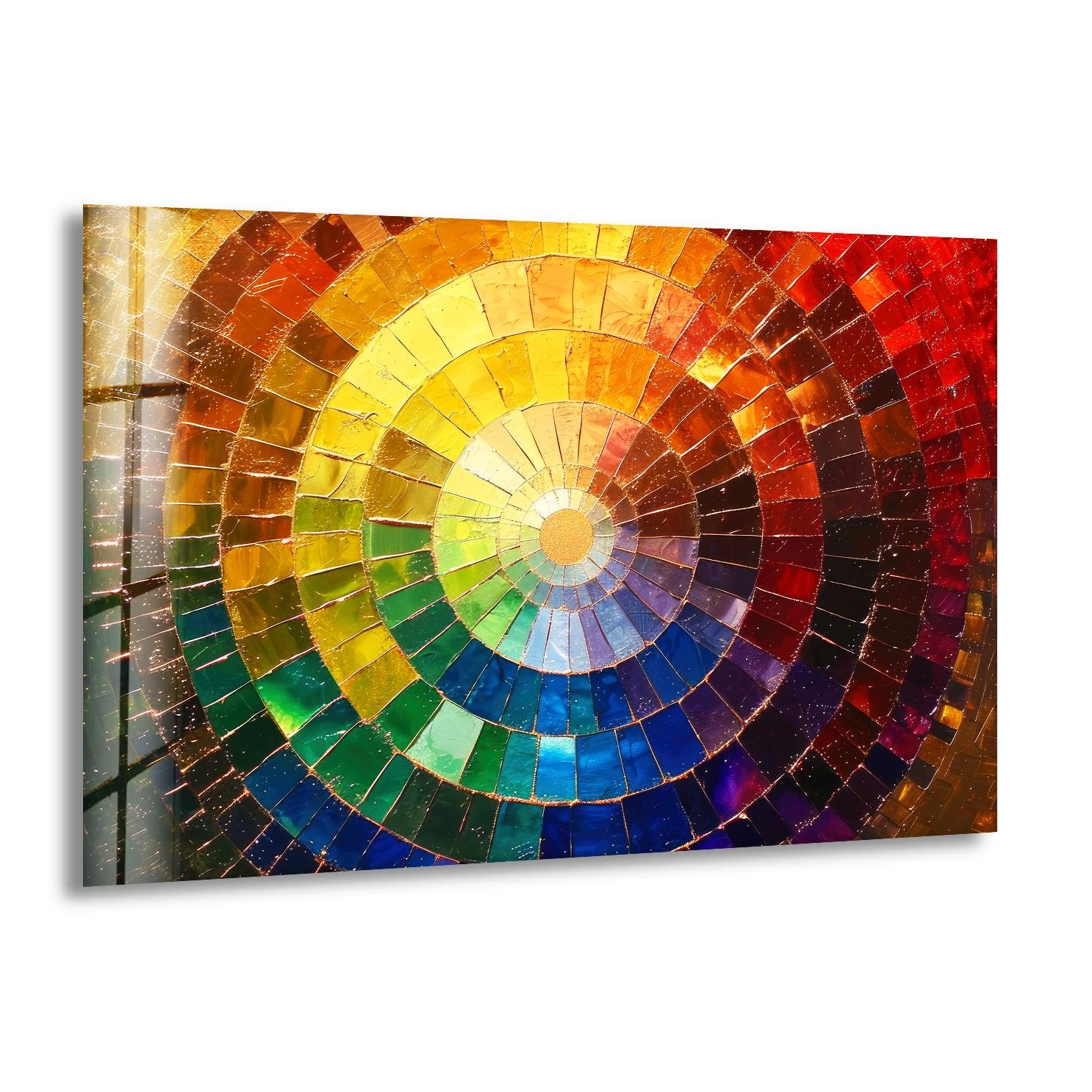 Vibrant Rainbow Glass Wall Art - Handmade Colored Circle Decor for Living Room, Bedroom & Office - Perfect for Boho, Modern & Eclectic Home Styling