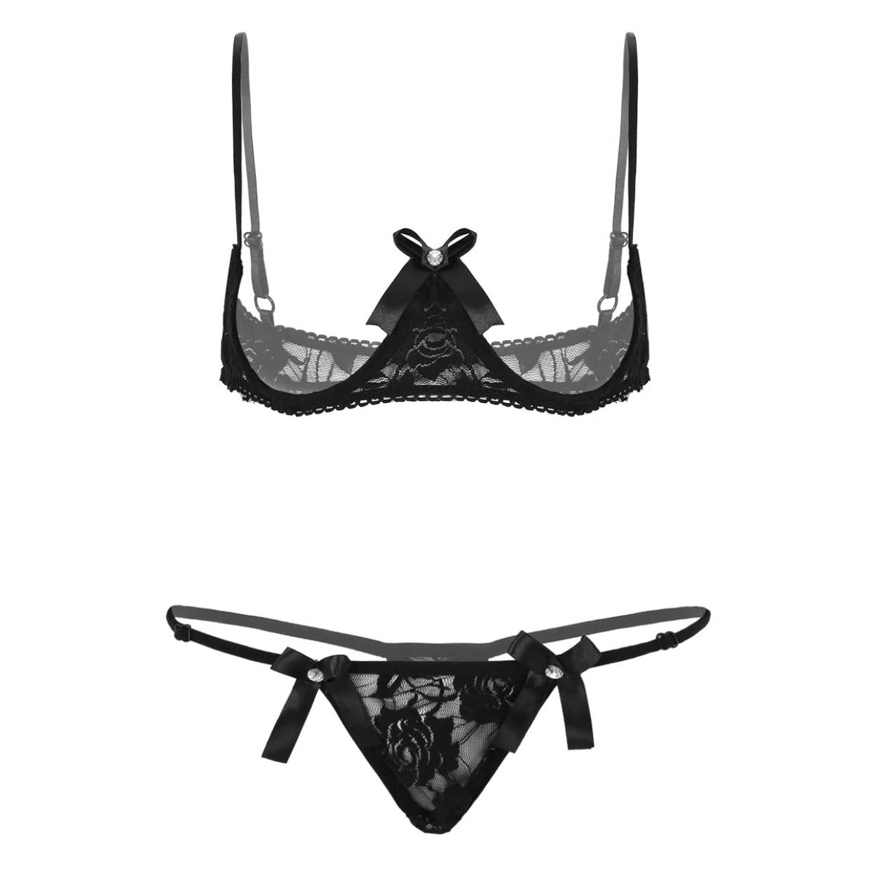 Aiihoo Women's Sexy Lace Lingerie Set - Underwire Push Up Bra & Matching Panty Set for Valentine's Day, Wedding Night, or Romantic Occasions