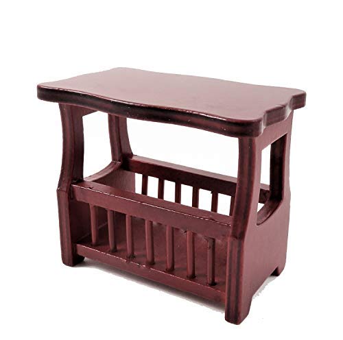 Vintage Mahogany Magazine Rack Side Table - Dollhouse Miniature Living Room Furniture for Home Decor & Collectibles
