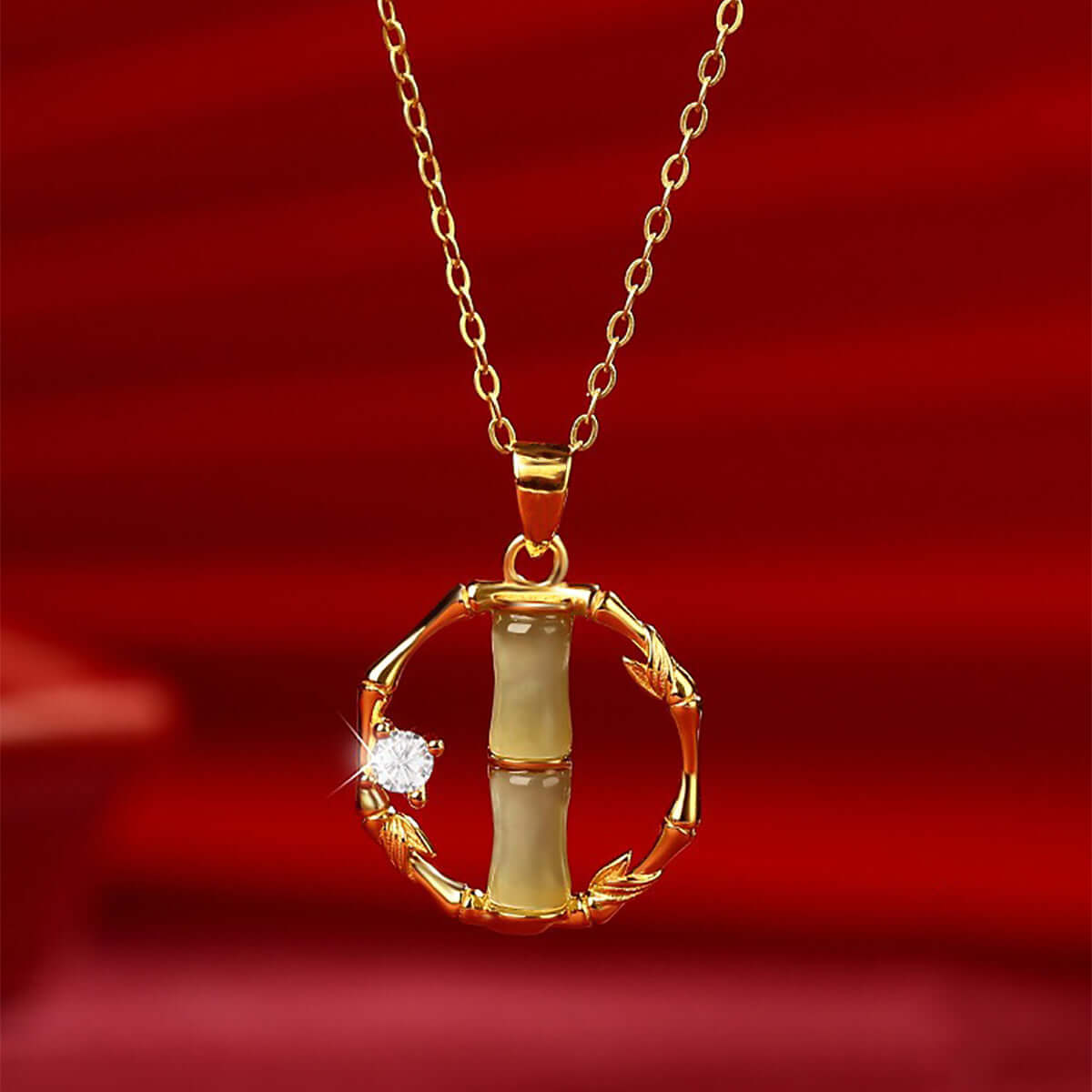 14K Gold Plated Bamboo Pendant Margarita Twist Necklace - Elegant Dainty Jewelry for Women | Perfect for Parties, Date Nights & Everyday Wear | R8266