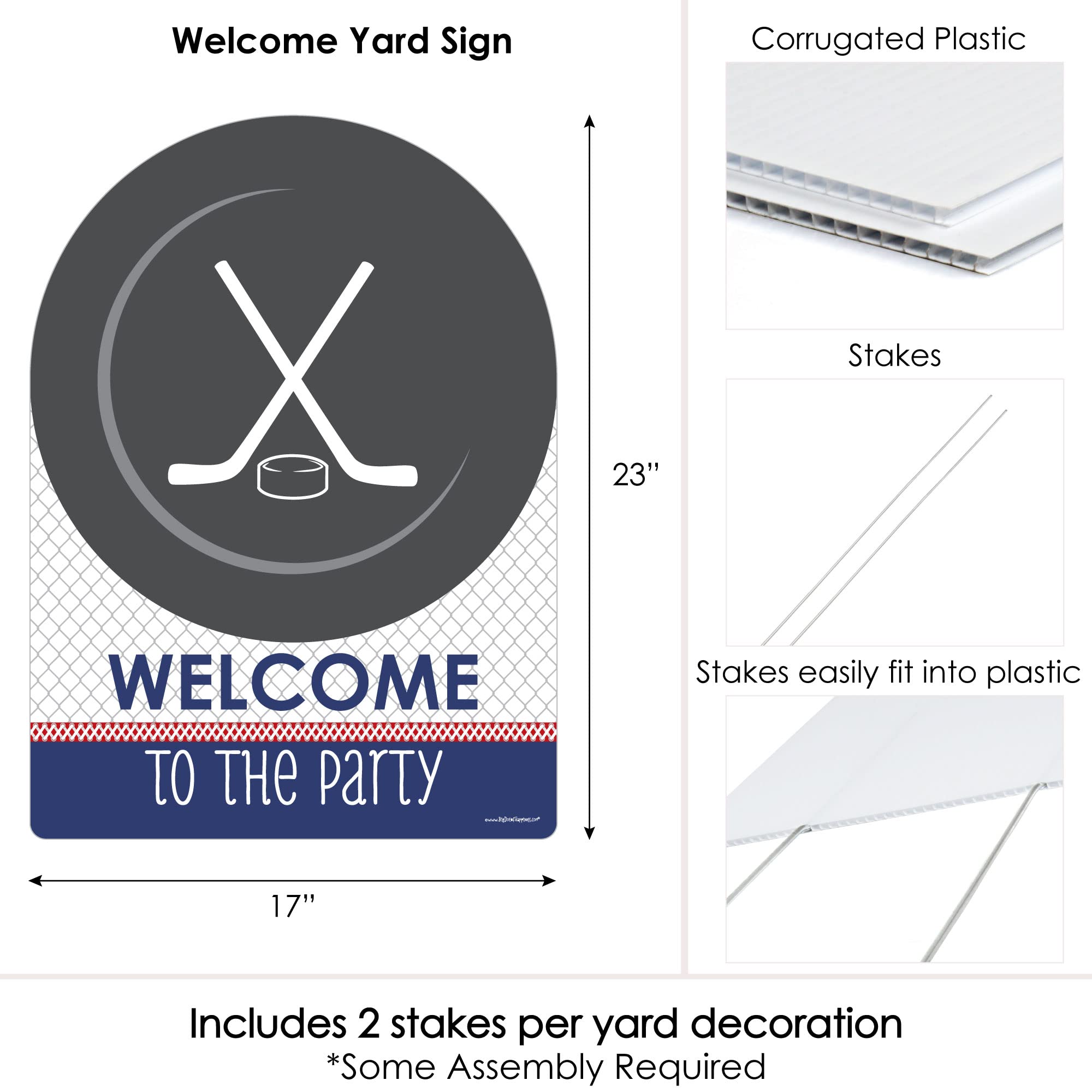 Big Dot of Happiness Shoots and Scores Hockey Party Decorations - Birthday Party or Baby Shower Welcome Yard Sign - Perfect for Hockey Themed Events, Game Day Decor & Sports Celebrations