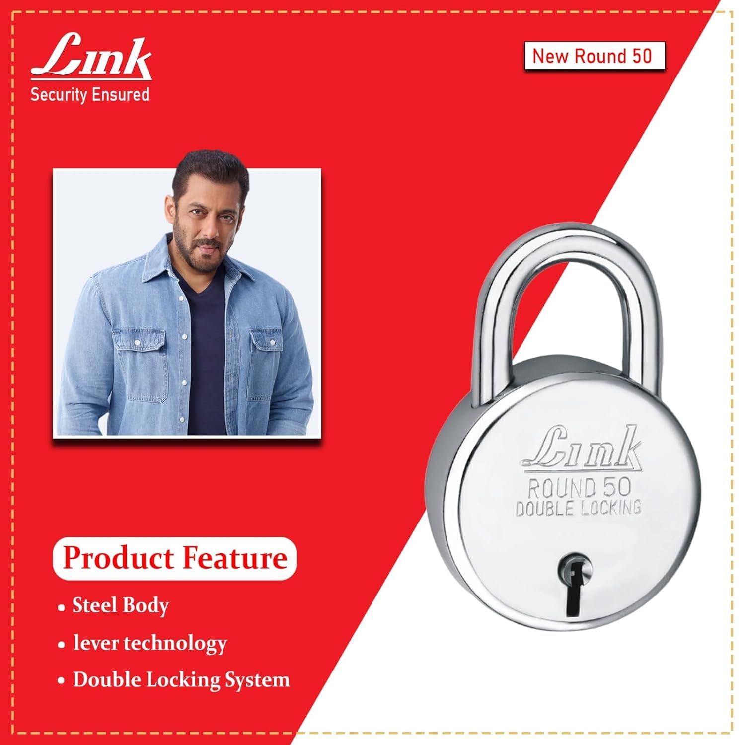 Stainless Steel Round Padlock with 3 Keys - 50mm Heavy Duty Security Lock for Doors, Gates, Lockers & Storage | Weatherproof & Anti-Corrosion | Ideal for Home, School, Gym & Outdoor Use