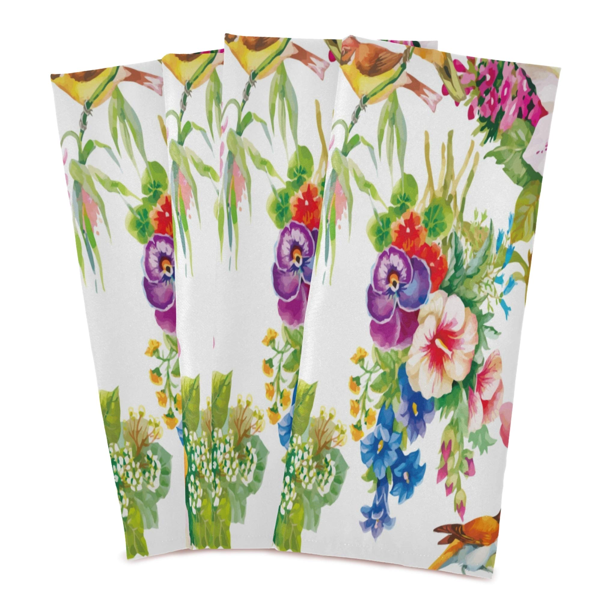 Exotic Birds Dish Cloth Set - 4 Pack Kitchen Towels for Drying Dishes & Decor