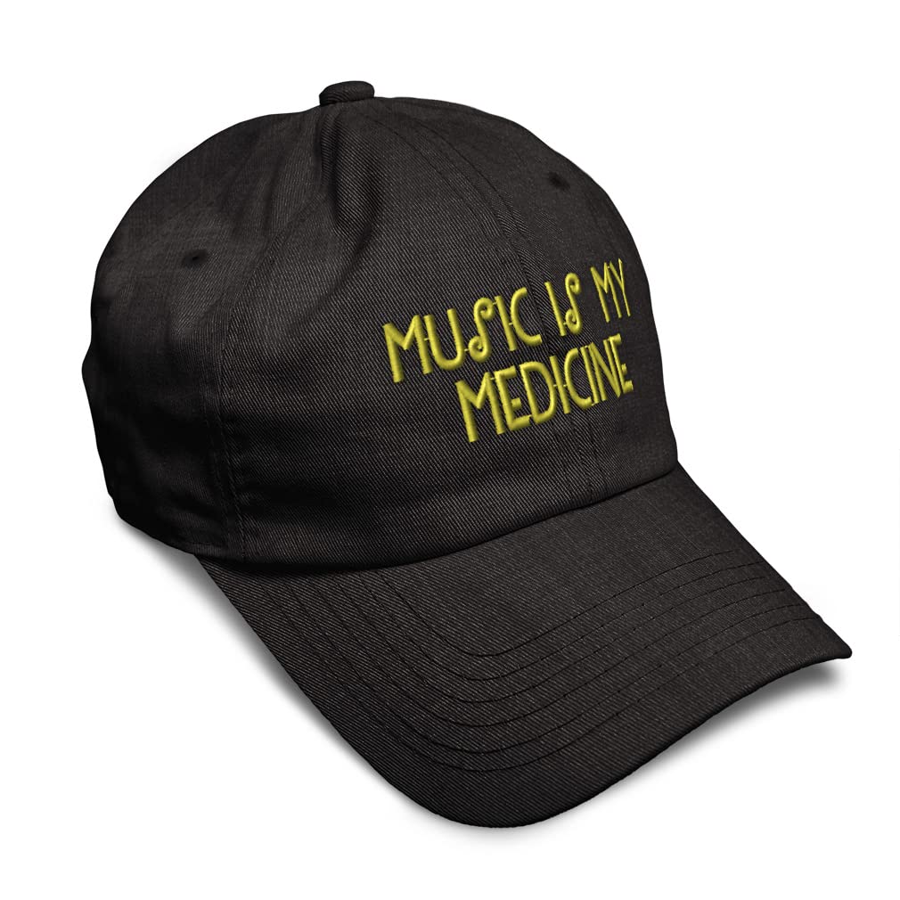 Soft Cotton Embroidered Baseball Cap - 'Music is My Medicine' Funny Novelty Dad Hat for Men & Women | Perfect for Concerts, Outdoor Activities & Casual Wear