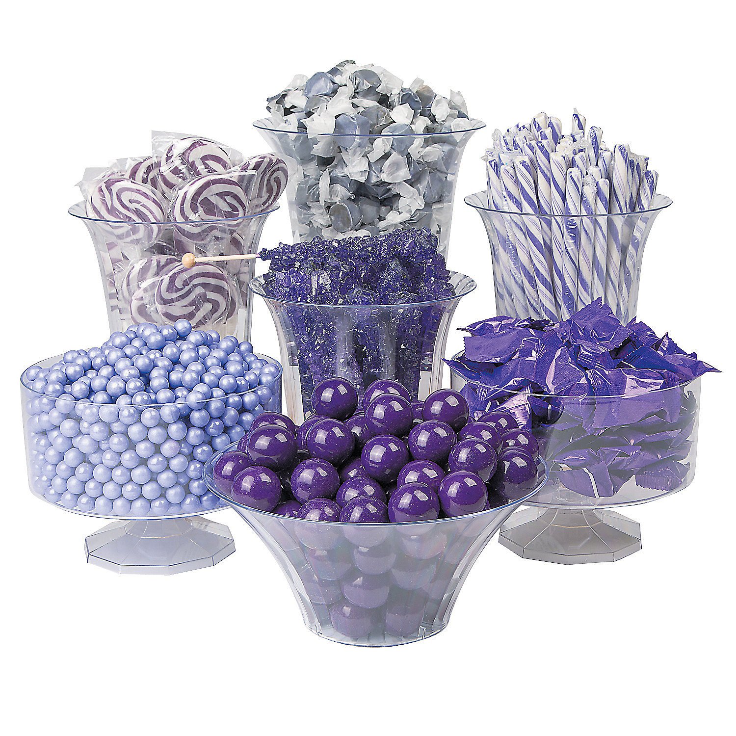Fun Express Purple Candy Buffet Assortment - Bulk Assorted Candies for Parties, Weddings & Events - 1 Piece Non-Branded Edible Treats