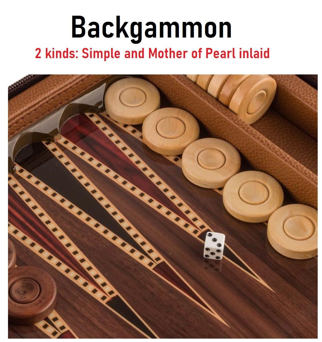 Premium Wooden Backgammon Set - Classic Board Game for Adults & Family Game Night - Portable Travel Size with Leather Case - Perfect for Home, Parties, and Gifts