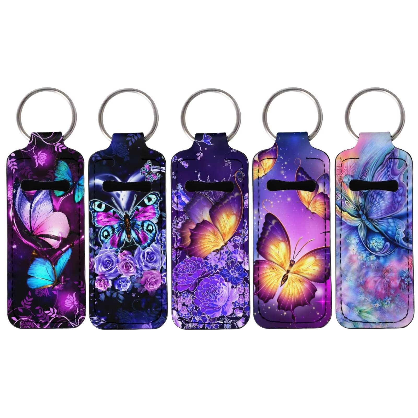 Galaxy Chapstick Holder Keychain - Pack of 5 Lip Balm & Lipstick Holders for Women - Perfect for Keyrings, Purses & Travel Accessories