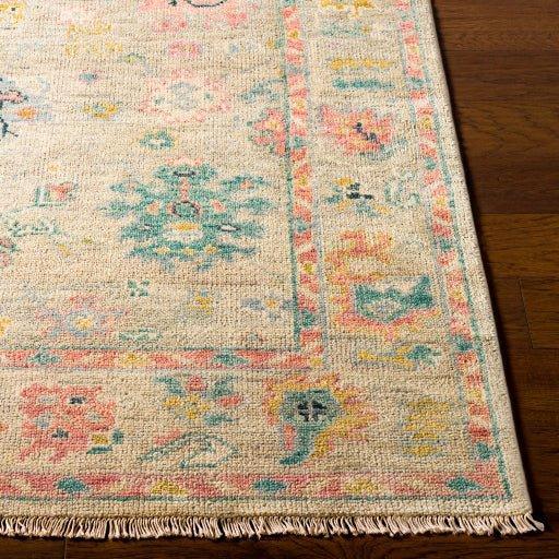 Hand-Knotted Wool Area Rug in Pink, Beige & Sage - Multiple Size Options for Living Room, Bedroom & Dining Room Decor