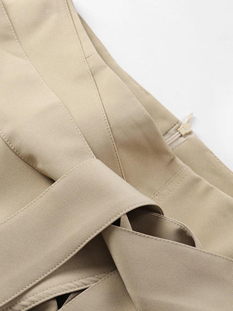 **Women's High Waist Asymmetrical Split Skirt - Solid Patchwork Design with Lace-Up Detail, Elegant A-Line Skirt for Casual & Party Wear**    **Use Case:** Perfect for date nights, parties, office wear, or casual outings—this stylish skirt adds a chic and feminine touch to any outfit.
