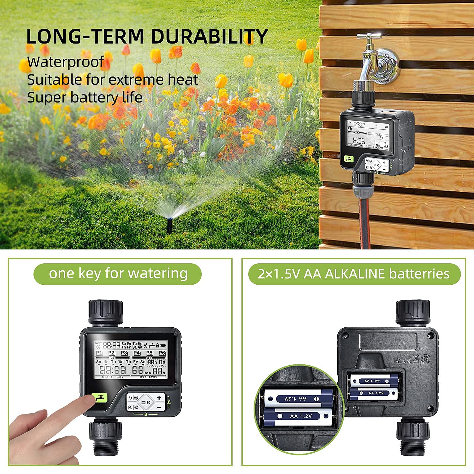 Smart Sprinkler Timer with Rain Sensor - 6 Irrigation Modes, Manual/Automatic/ Rain Delay Watering System for Garden, Lawn & Outdoor Plants - Perfect for Efficient Watering & Conservation