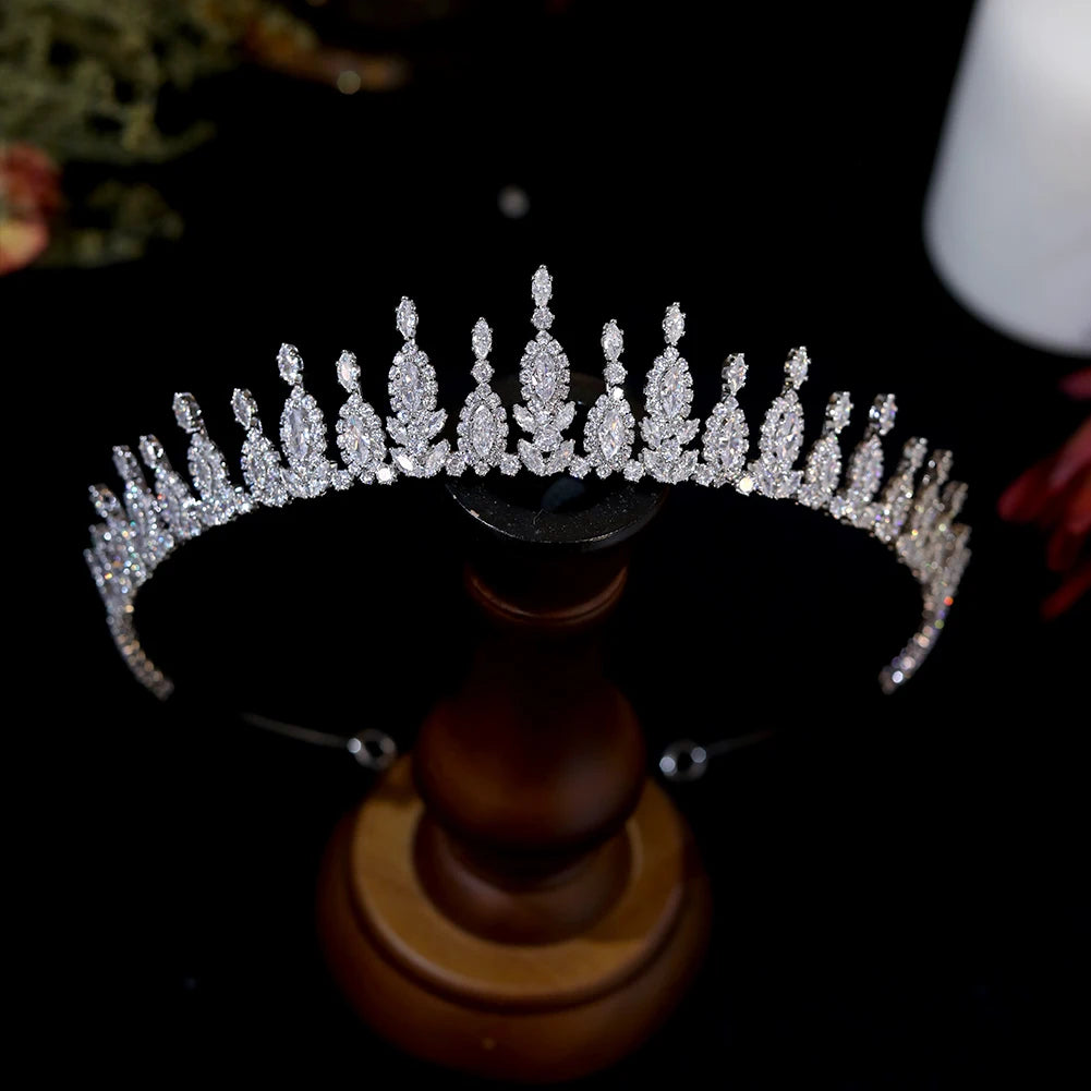 3A Zirconia Wedding Crown for Women | CZ Crystal Tiara Headpiece | Bridal Headdress for Weddings, Prom, Sweet 16 & Special Occasions