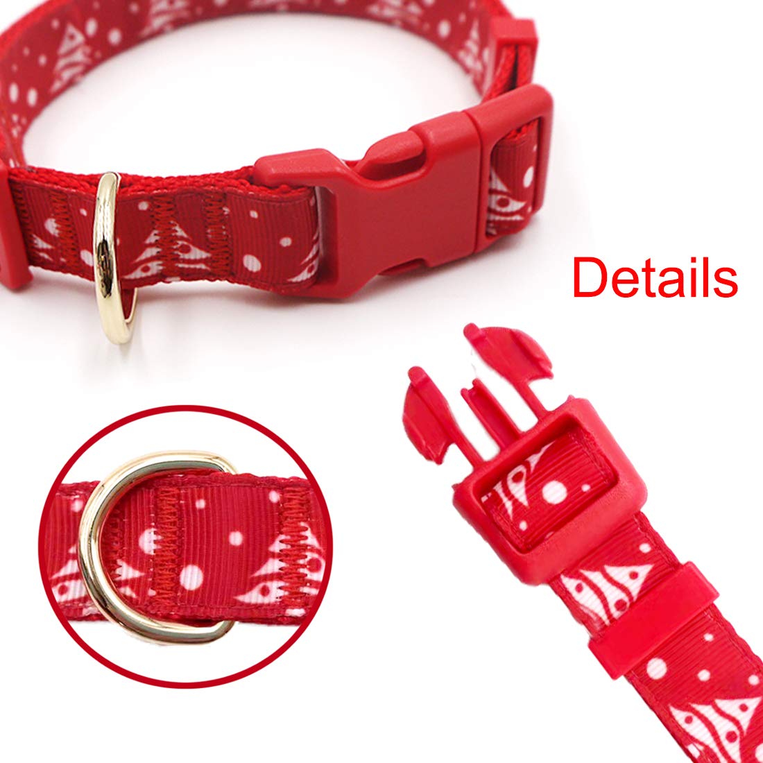 Azusa Christmas Dog Collar with Big Pompom Bowtie - Festive Holiday Pet Collar for Small Dogs & Puppies | Perfect for Christmas Photos, Holiday Parties & Gift Giving