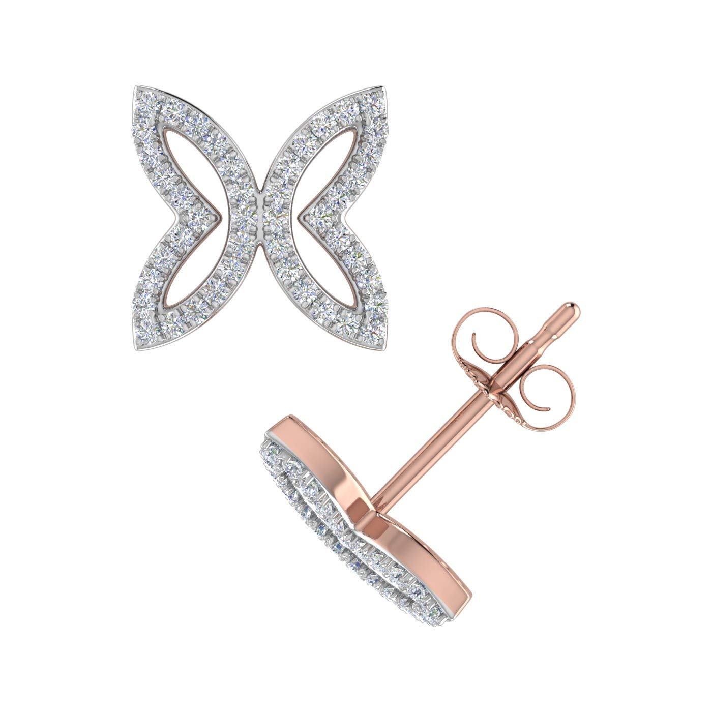 0.30 Carat Diamond Butterfly Stud Earrings in 10K Solid Gold - Elegant & Dainty Jewelry for Women, Perfect for Gifts, Anniversaries & Special Occasions