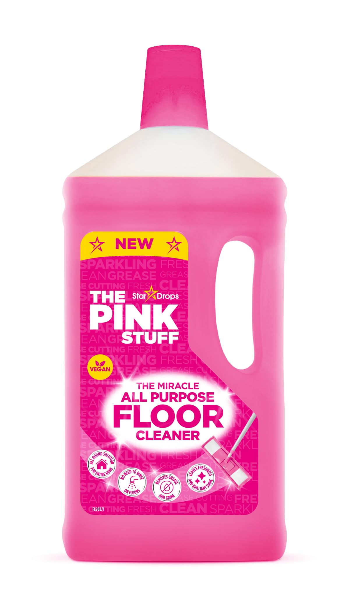 Stardrops The Pink Stuff Miracle All-Purpose Floor Cleaner 33.8 fl oz - Powerful Stain Remover for Tile, Vinyl & Hardwood Floors - Ideal for Kitchen, Bathroom & High-Traffic Areas