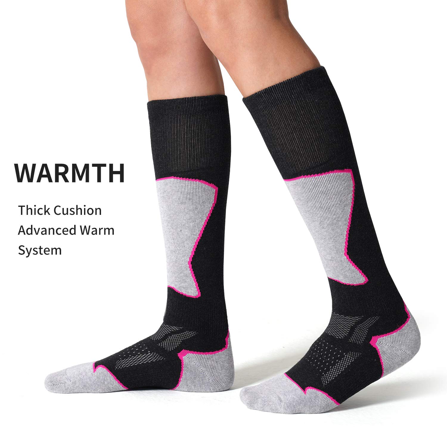 2/3 Pack Women's Thermal Ski Socks - Warm Winter Wool Blend for Skiing & Snowboarding - Perfect for Cold Weather Sports & Outdoor Adventures