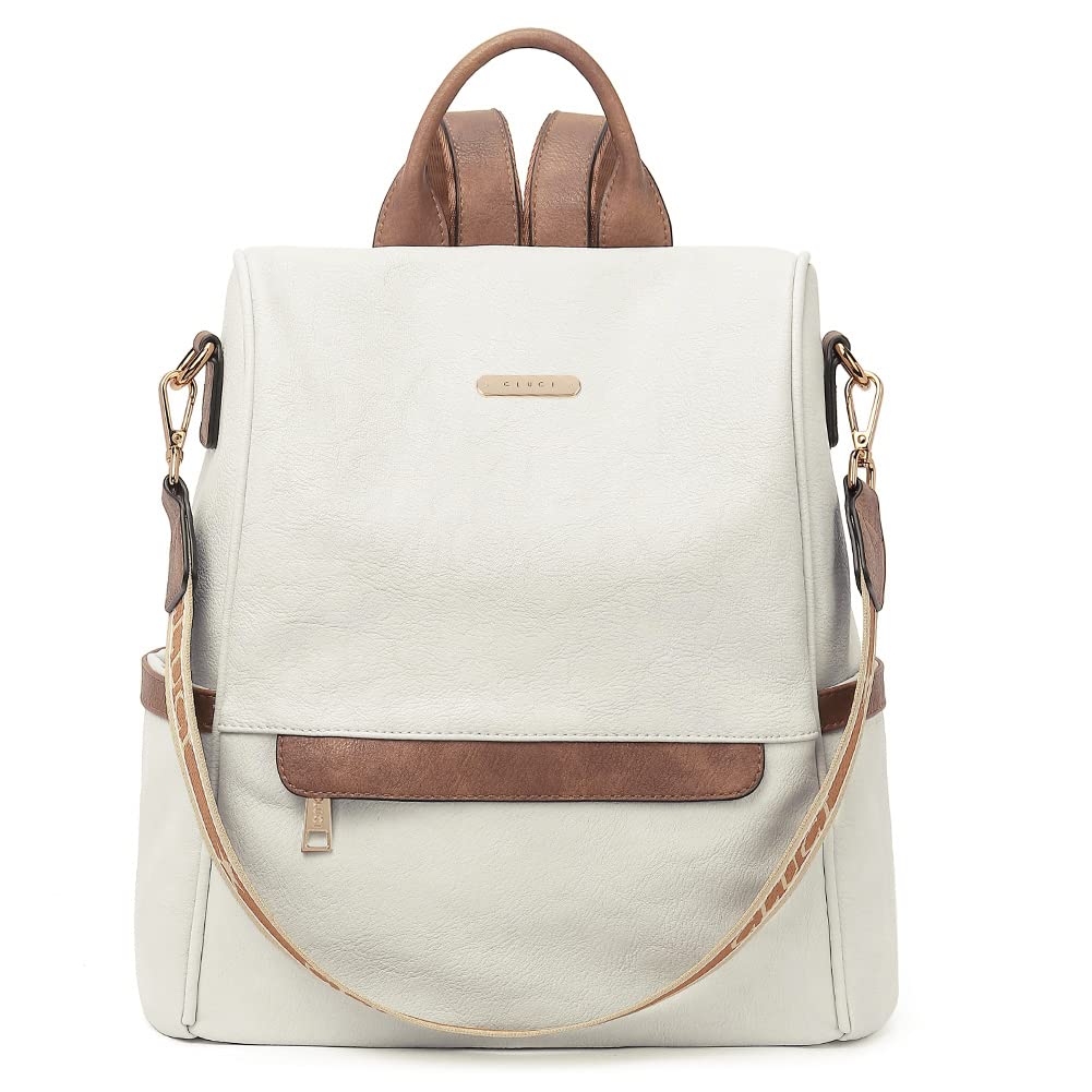 CLUCI Leather Anti-Theft Backpack Purse for Women - Stylish Travel & Work Shoulder Bag