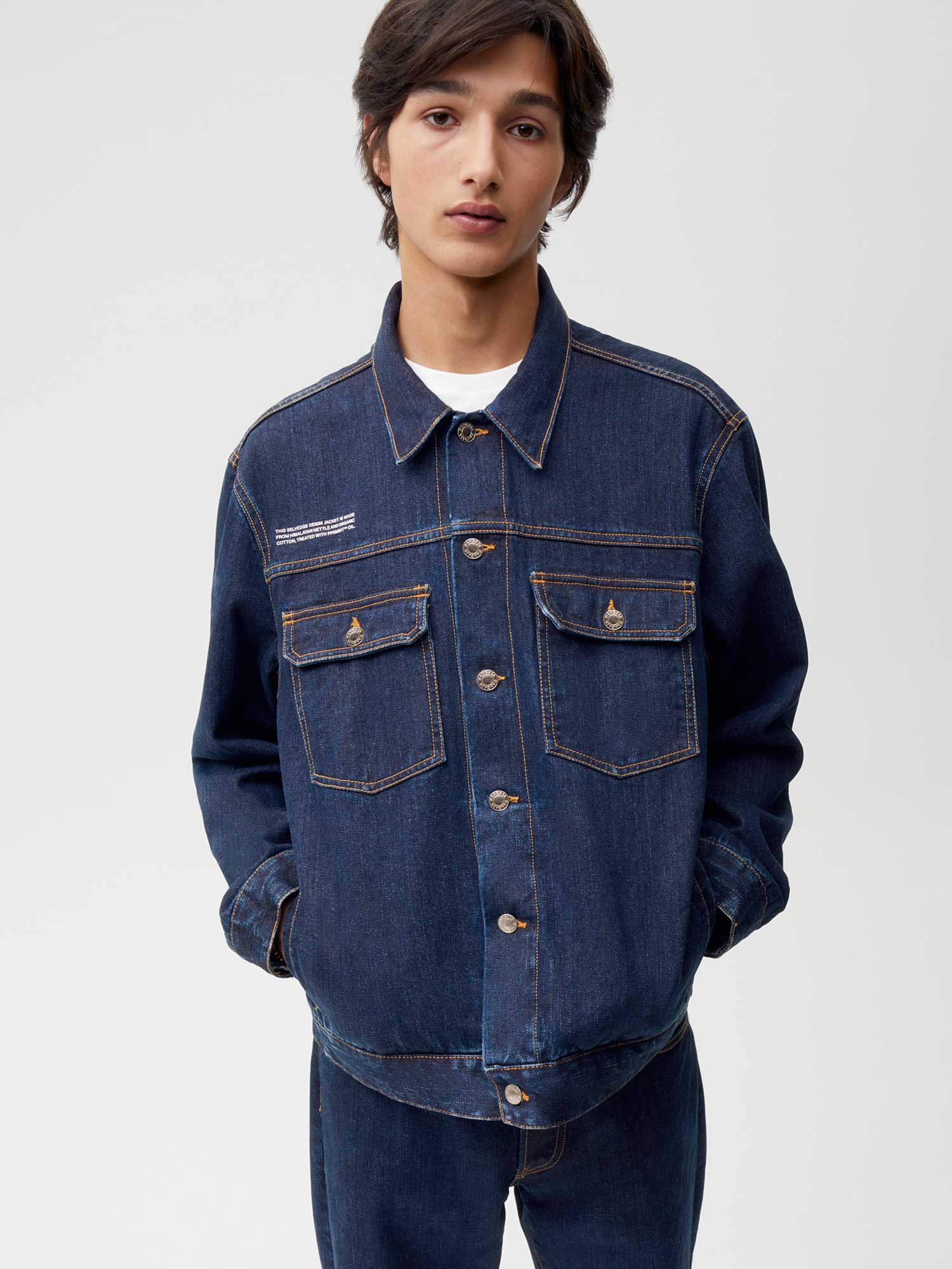Men's Nettle Denim Jacket - Rinse Wash Distressed Style | Casual Outerwear for Streetwear & Fall Layering